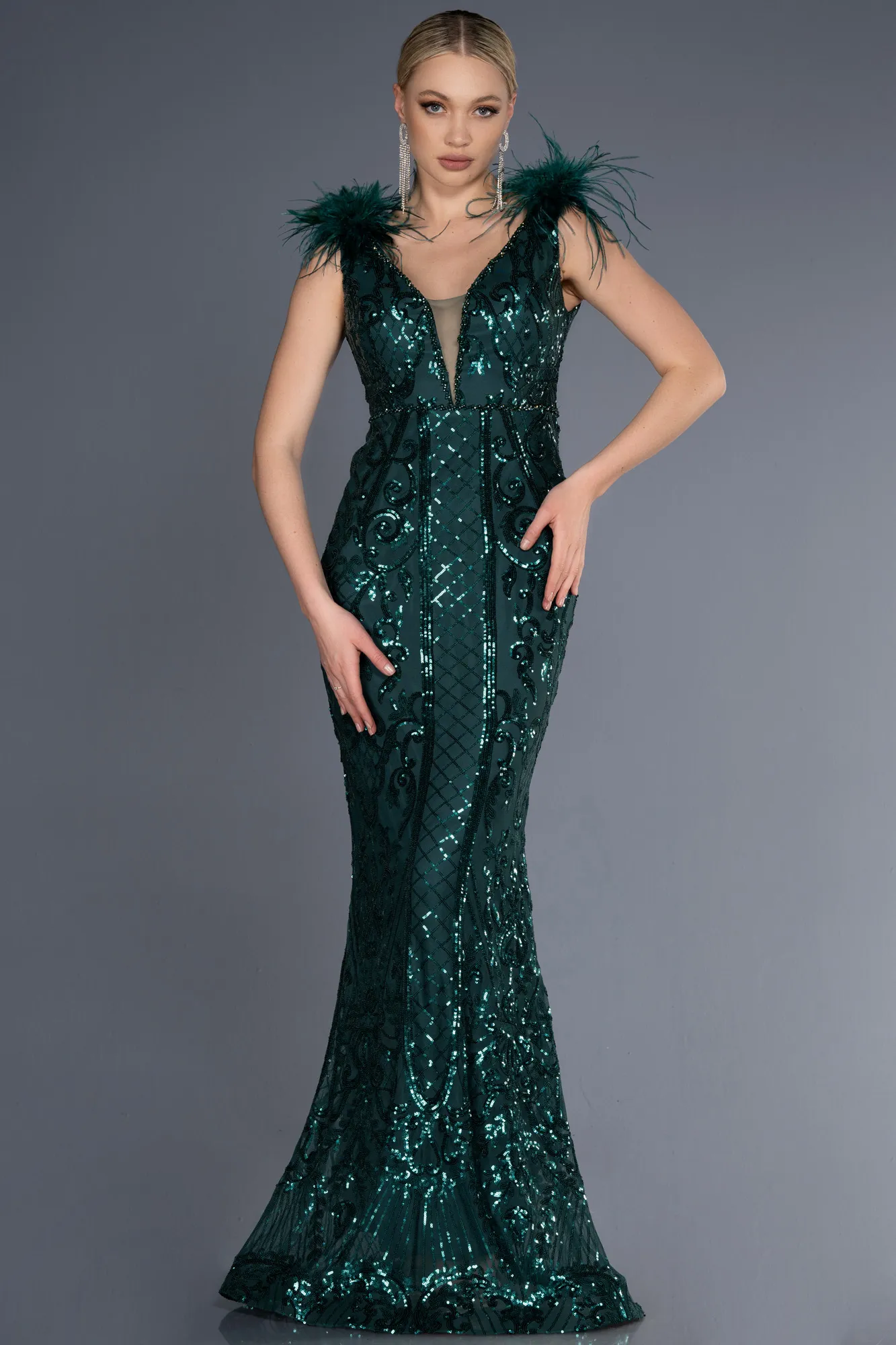 Emerald Green-Long Mermaid Prom Dress ABU3669
