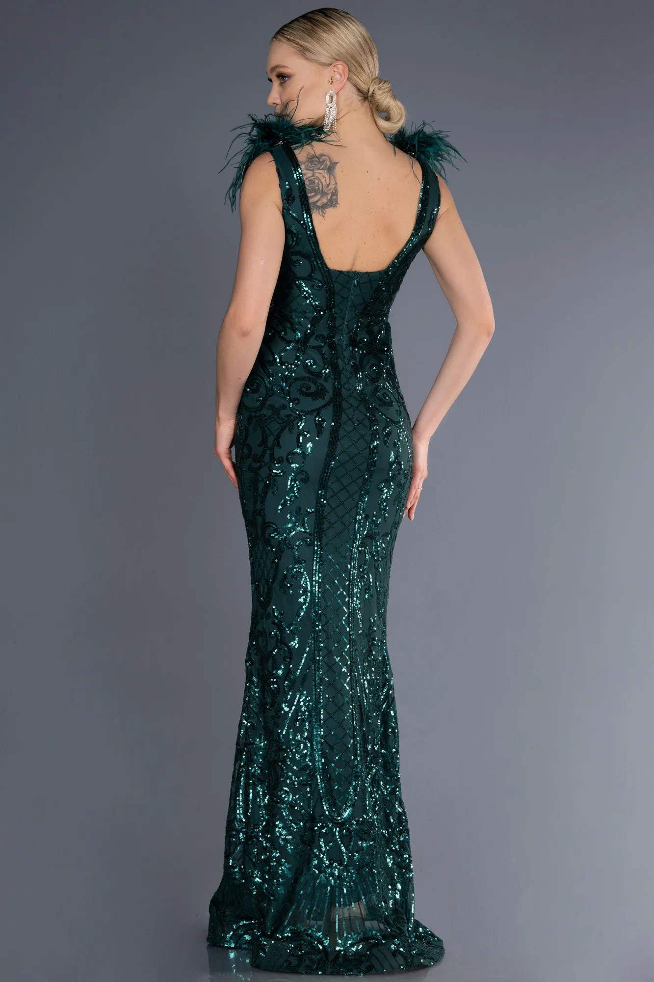 Emerald Green-Long Mermaid Prom Dress ABU3669