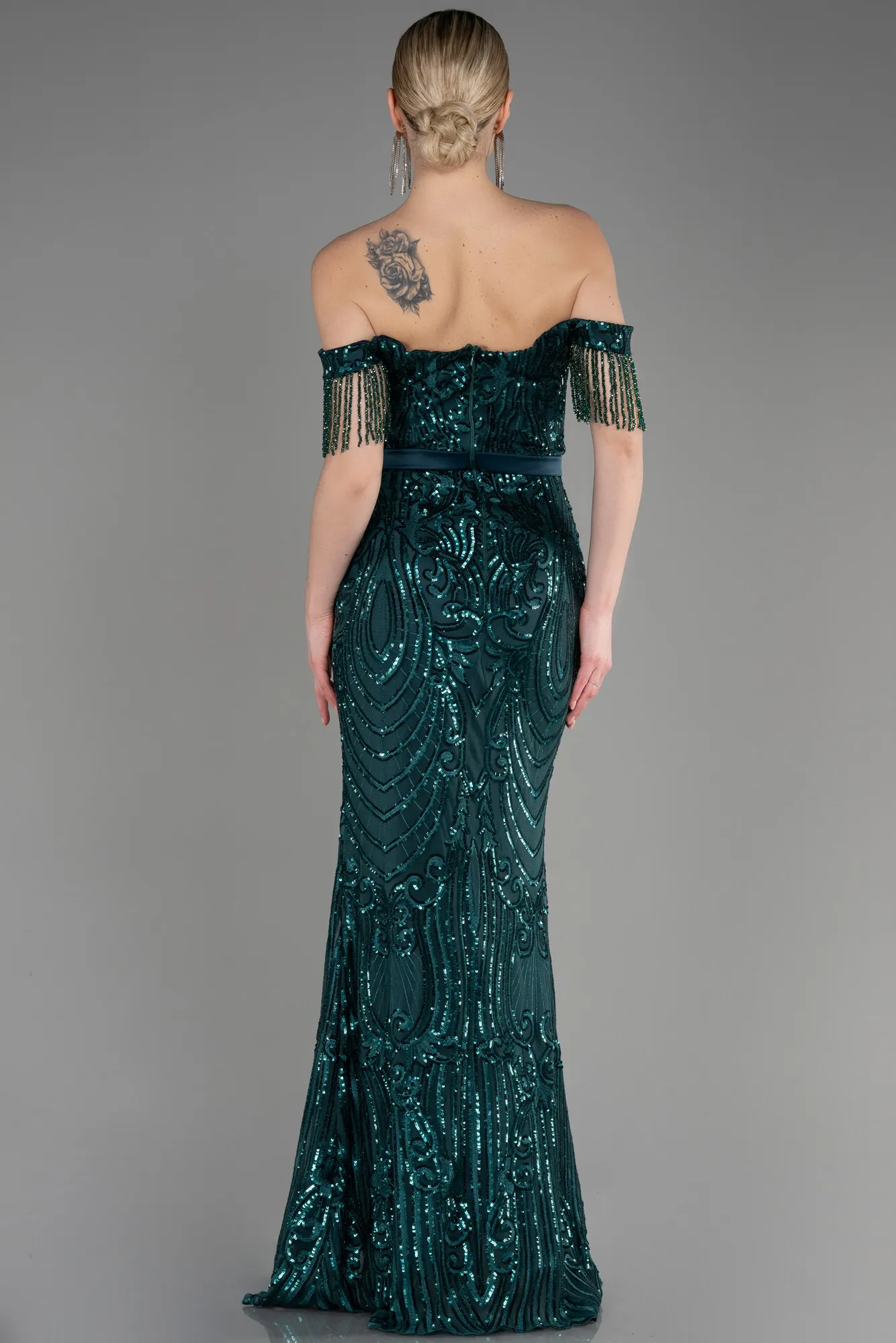 Emerald Green-Long Mermaid Prom Dress ABU3783