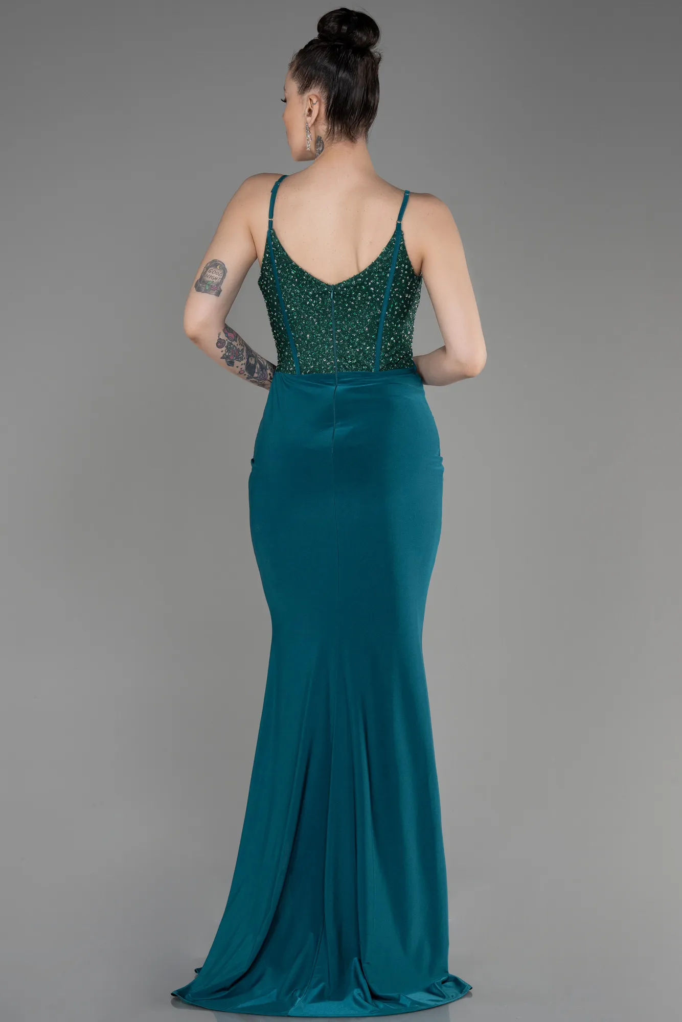Emerald Green-Long Mermaid Prom Dress ABU3786