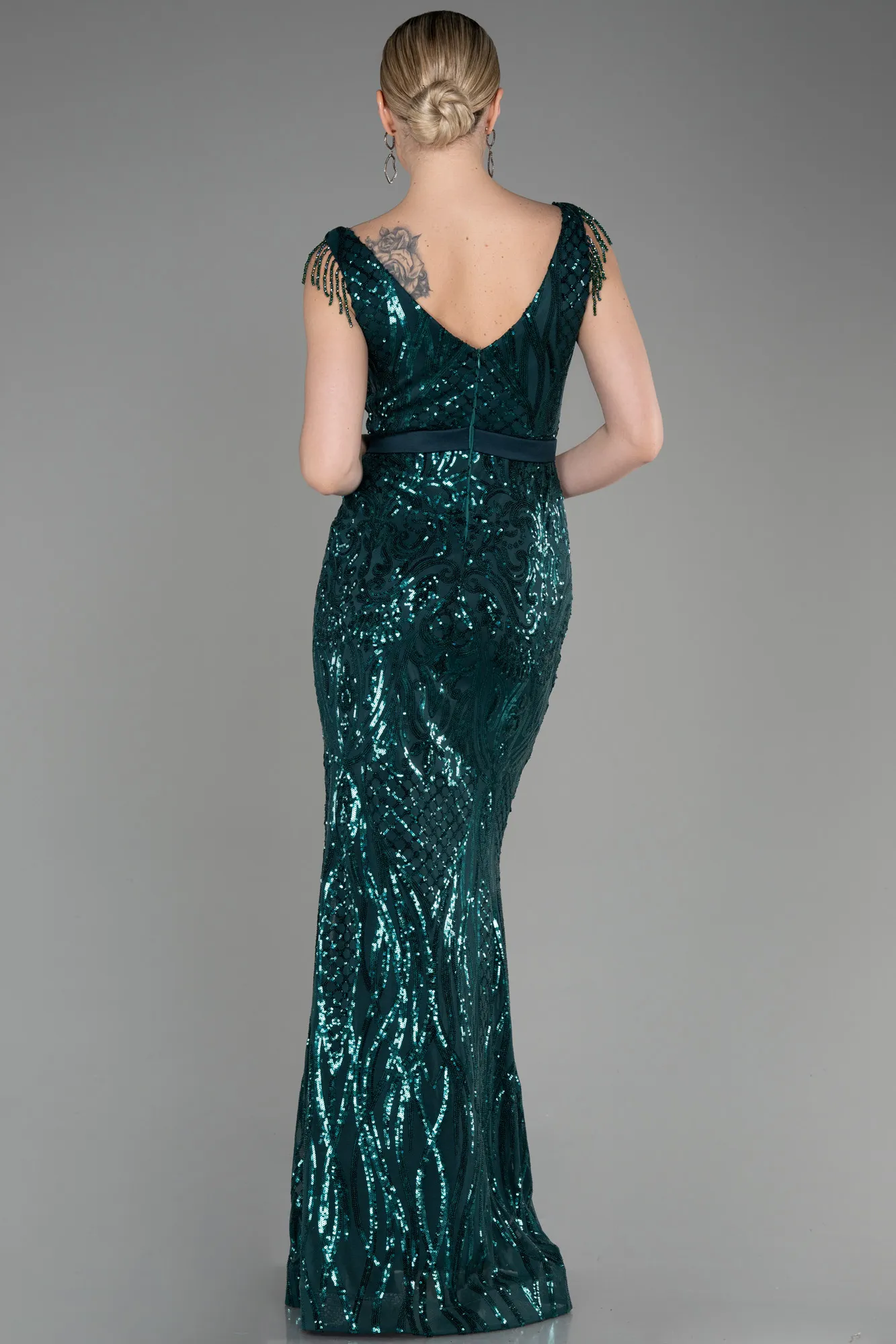 Emerald Green-Long Mermaid Prom Dress ABU3874