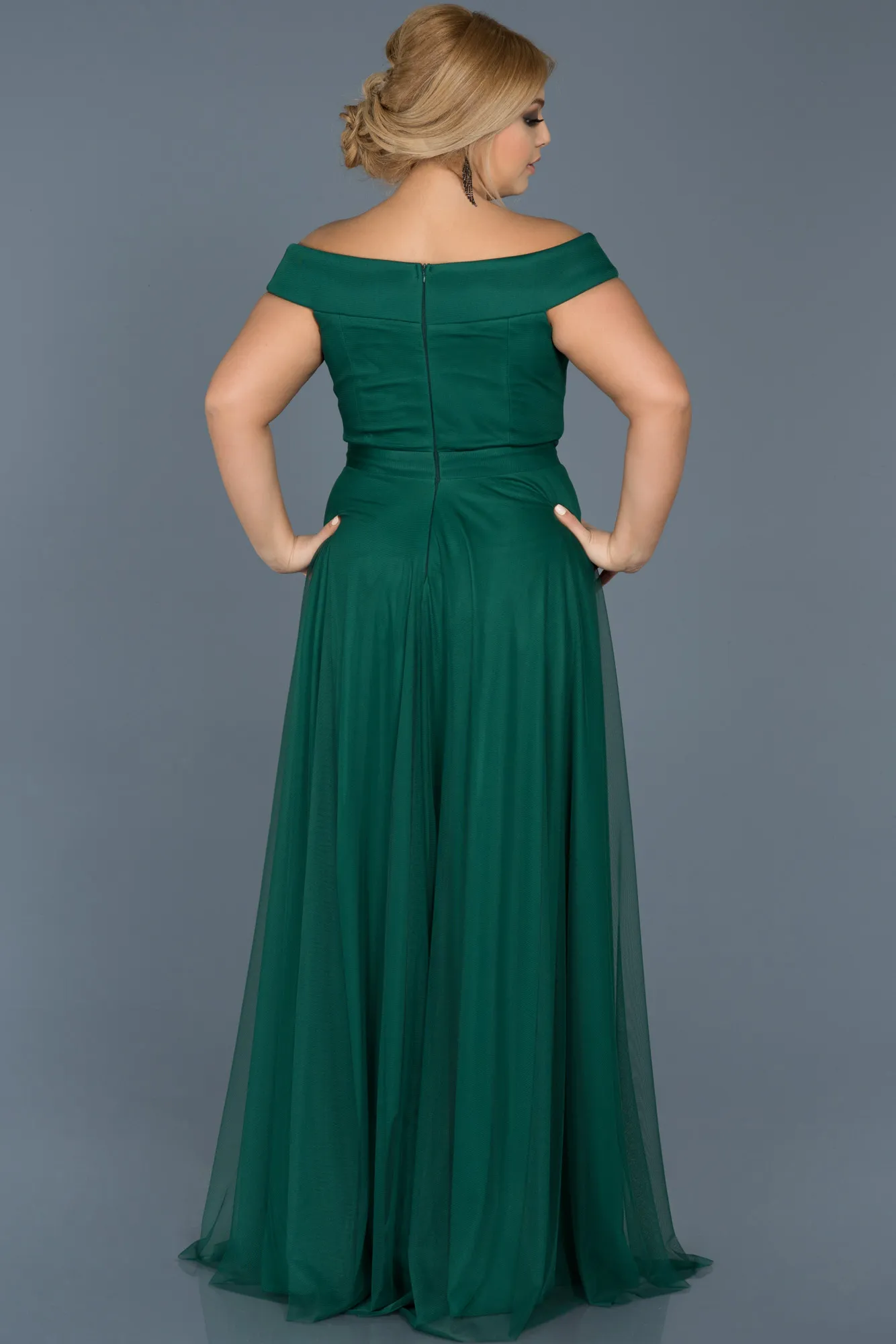 Emerald Green-Long Oversized Evening Dress ABU020