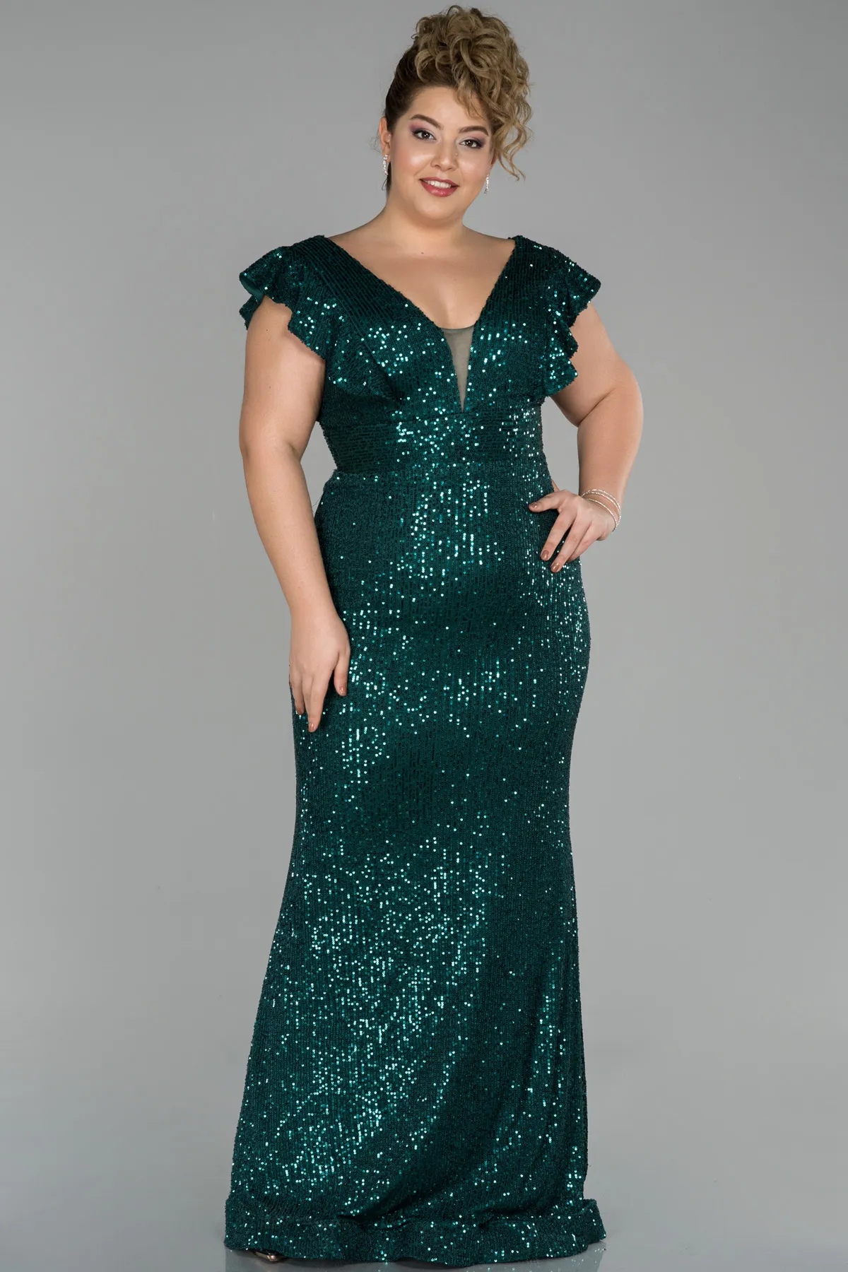Emerald Green-Long Oversized Evening Dress ABU1045