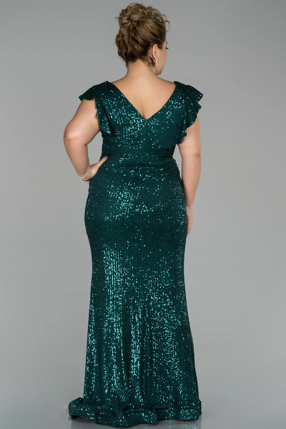 Emerald Green-Long Oversized Evening Dress ABU1045