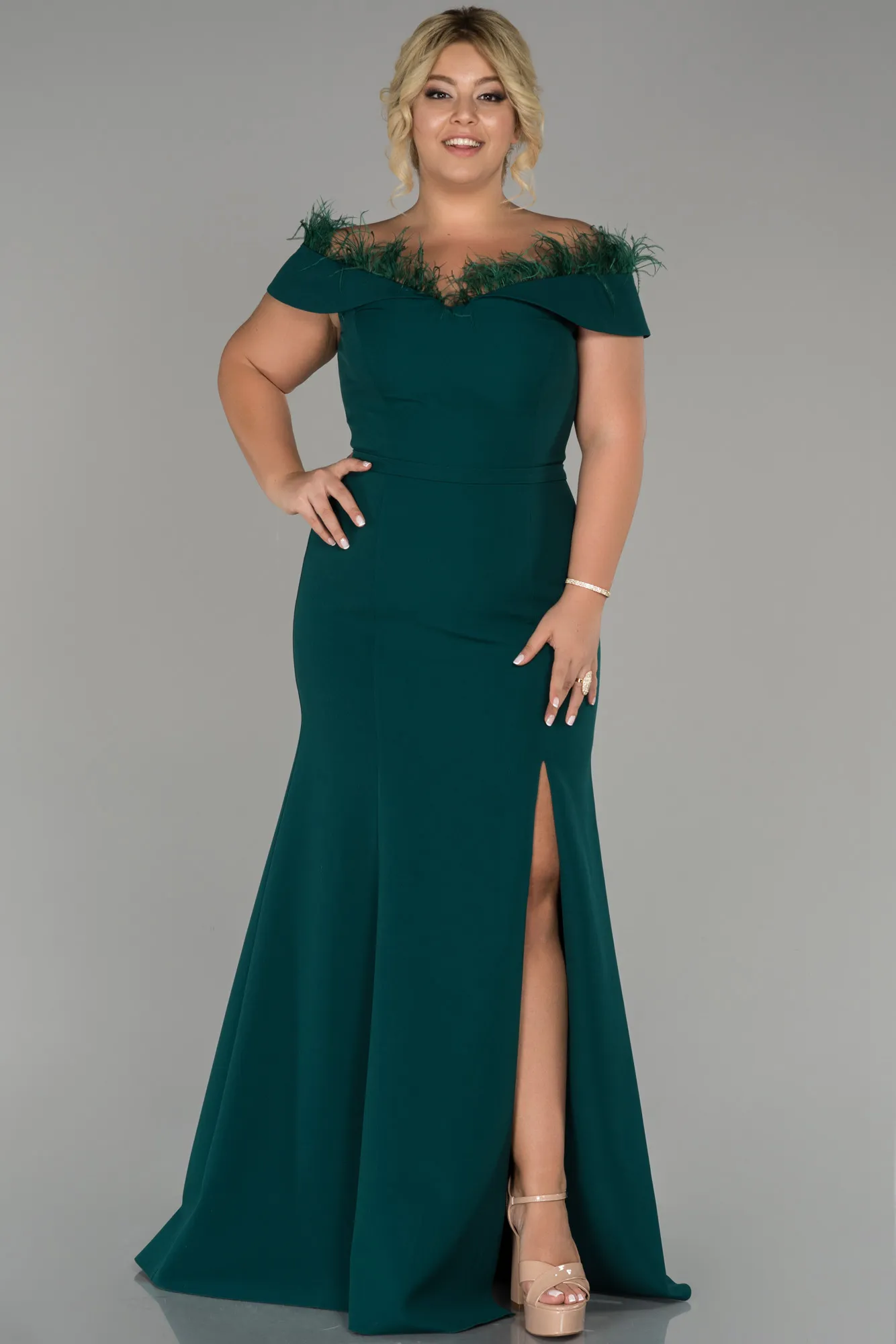 Emerald Green-Long Oversized Evening Dress ABU1459