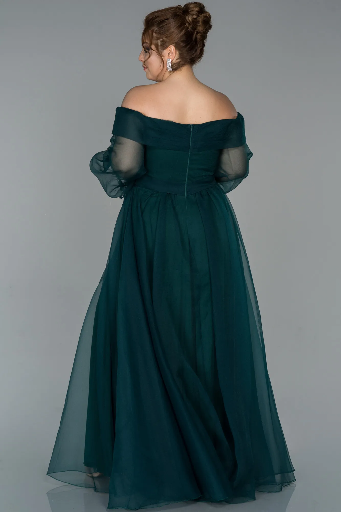 Emerald Green-Long Oversized Evening Dress ABU1535