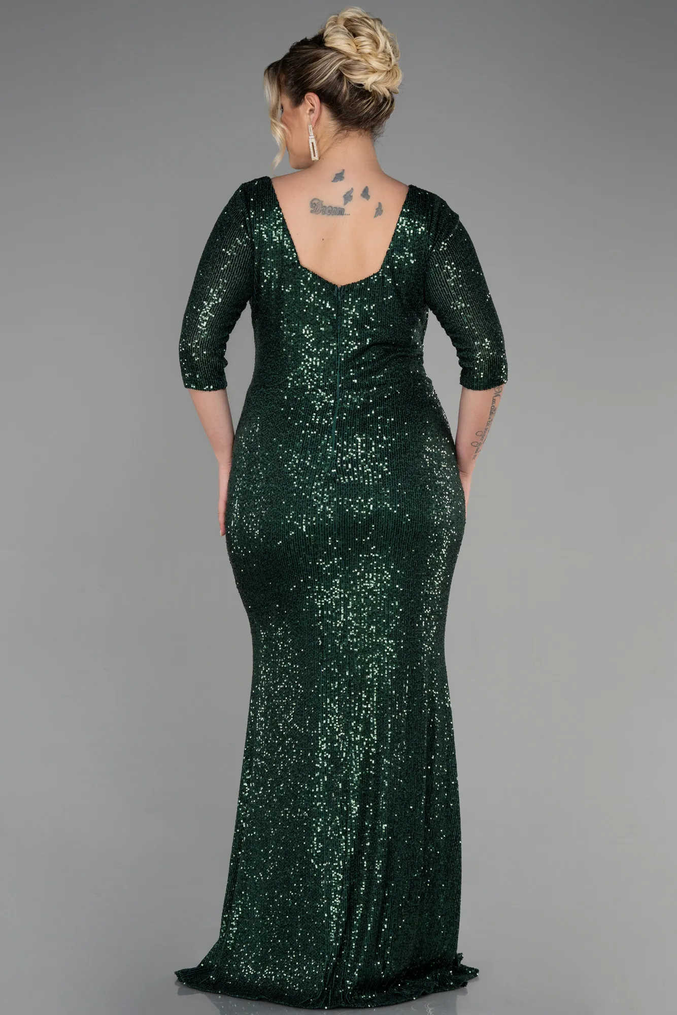 Emerald Green-Long Oversized Evening Dress ABU1697