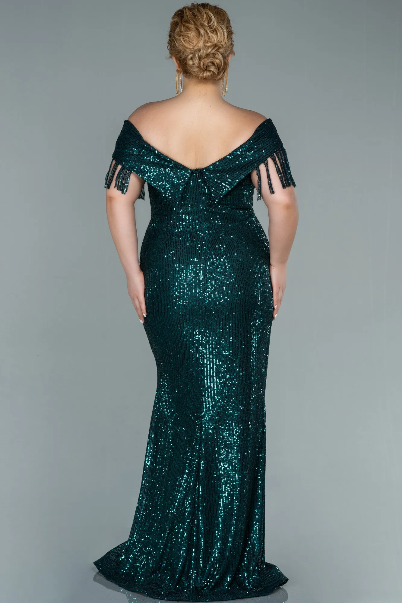 Emerald Green-Long Oversized Evening Dress ABU1745
