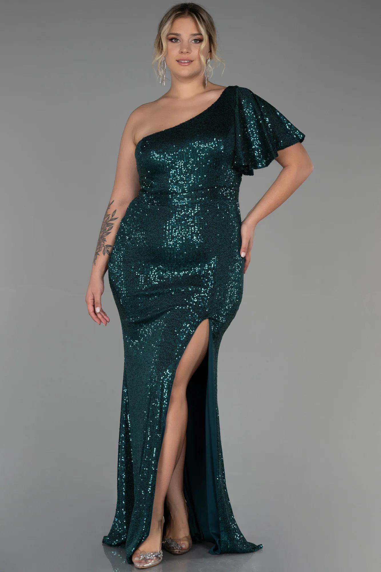 Emerald Green-Long Oversized Evening Dress ABU1893