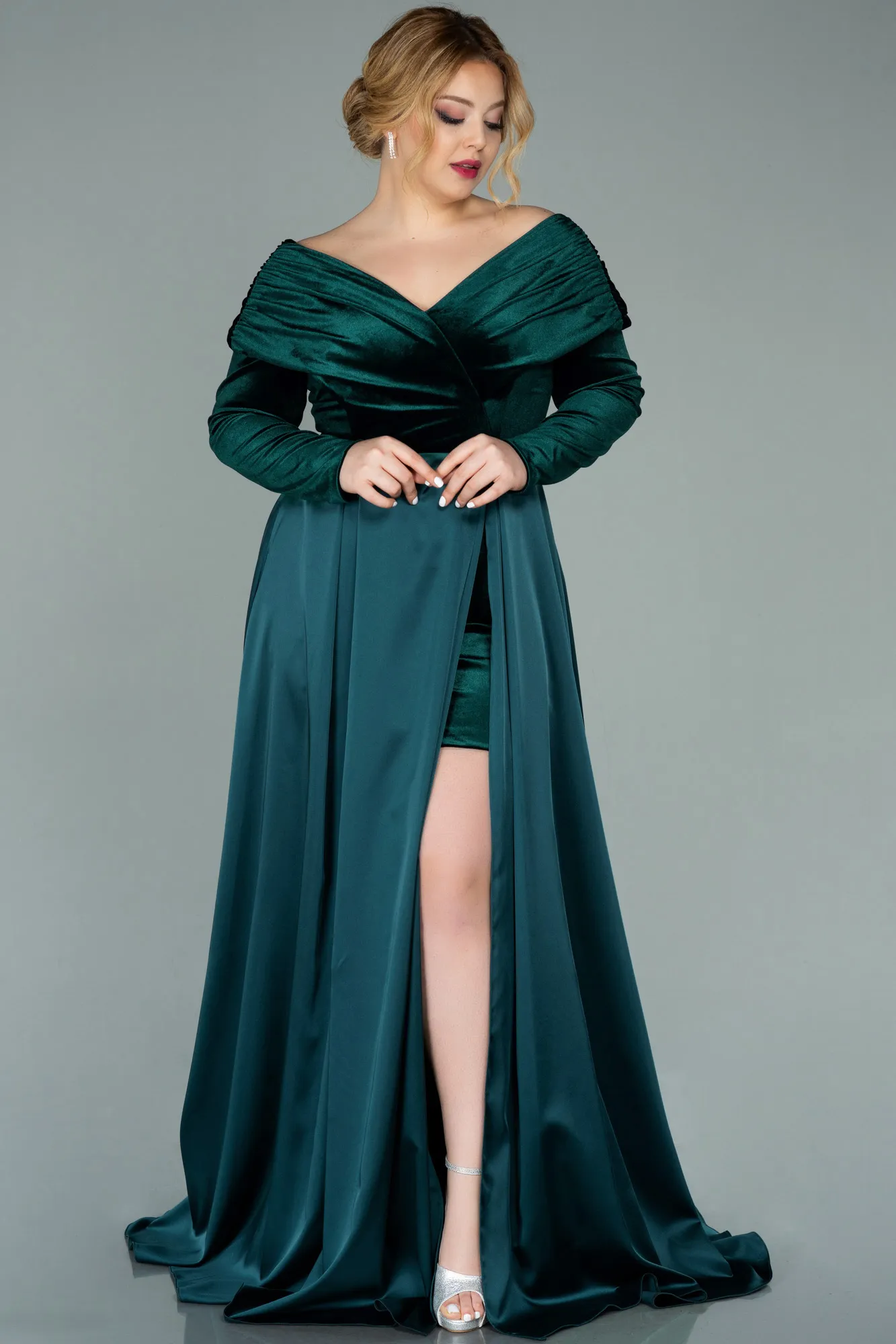 Emerald Green-Long Oversized Evening Dress ABU2084