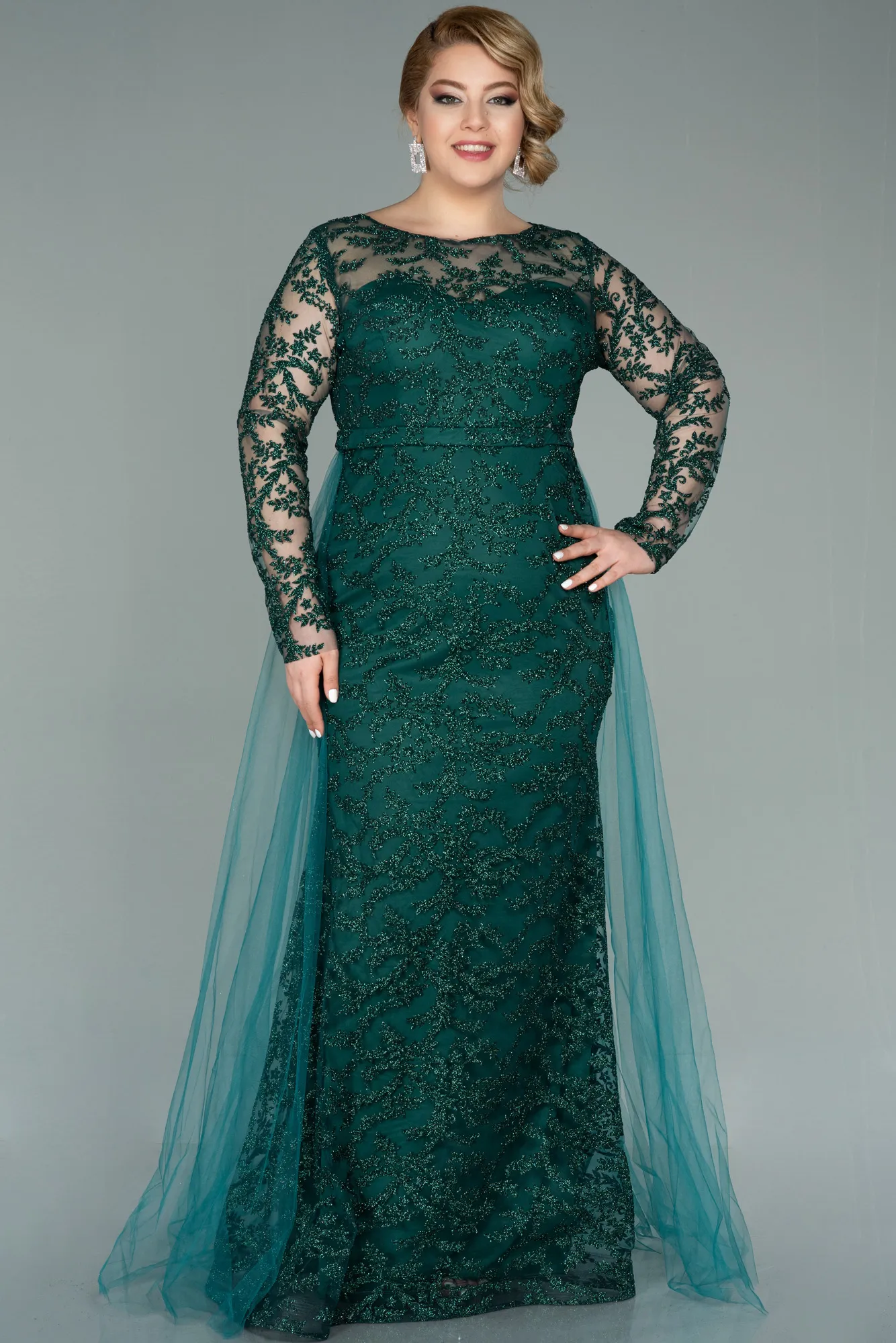 Emerald Green-Long Oversized Evening Dress ABU2238