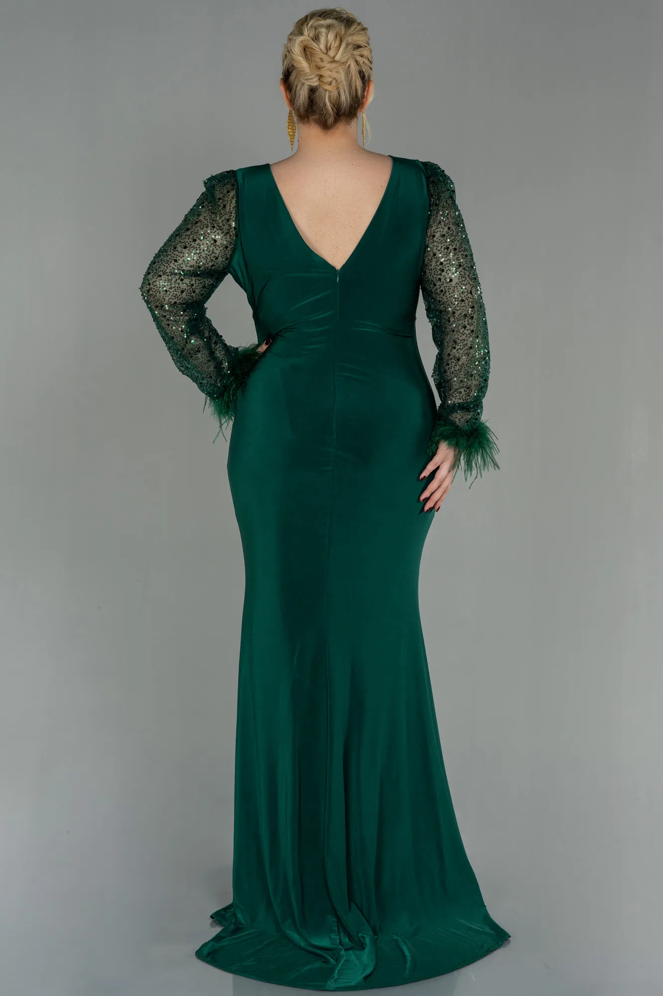 Emerald Green-Long Oversized Evening Dress ABU2976