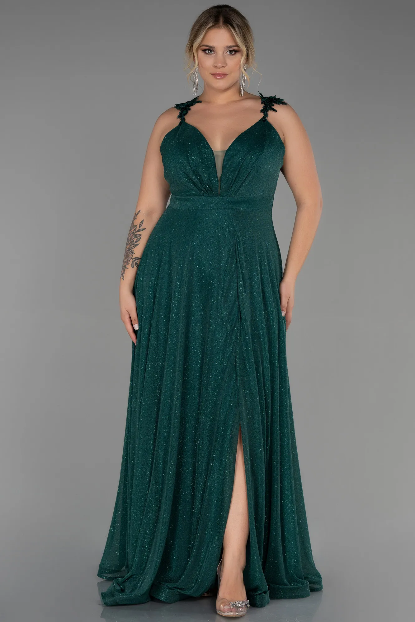 Emerald Green-Long Oversized Evening Dress ABU3174