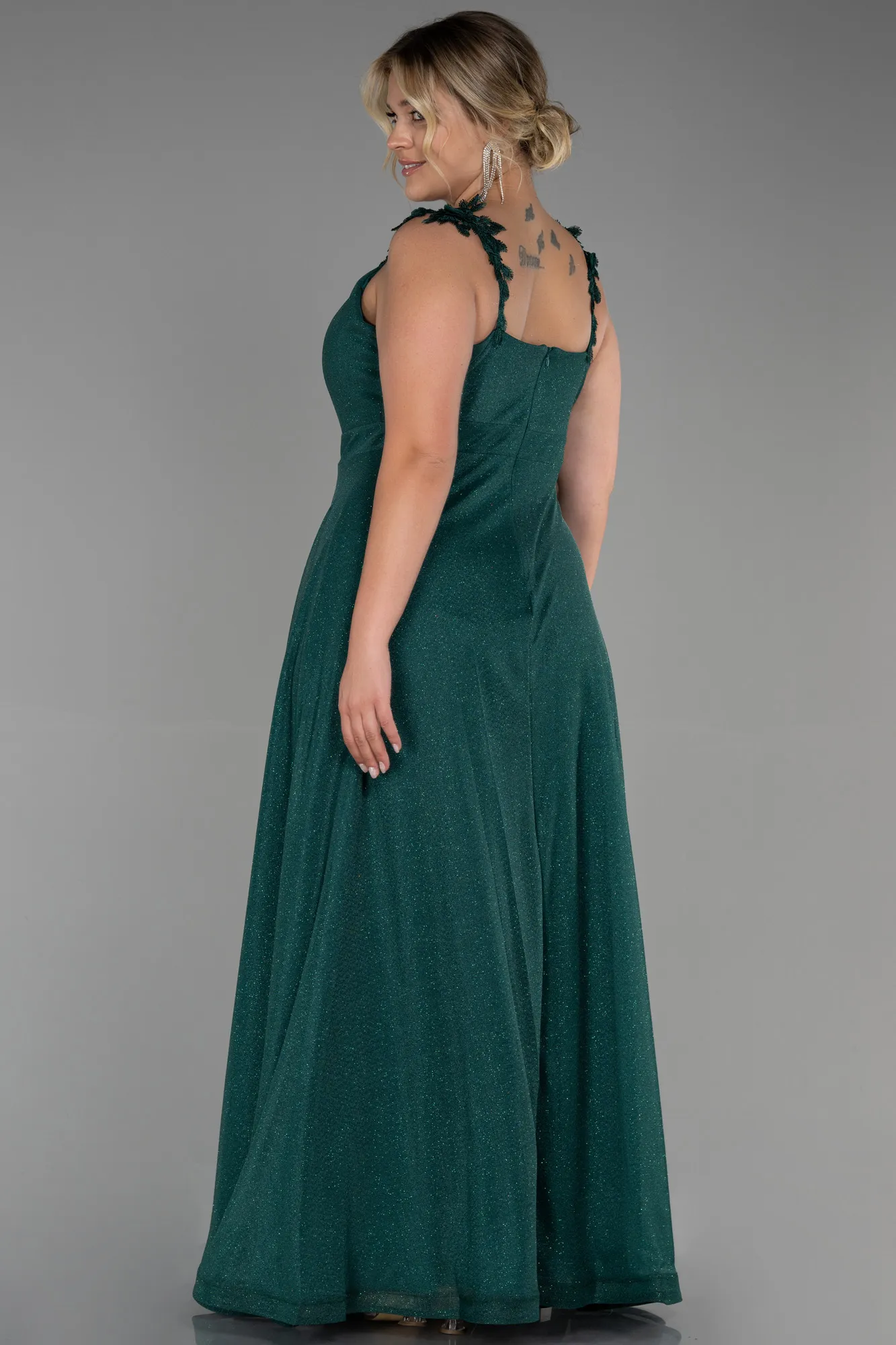 Emerald Green-Long Oversized Evening Dress ABU3174