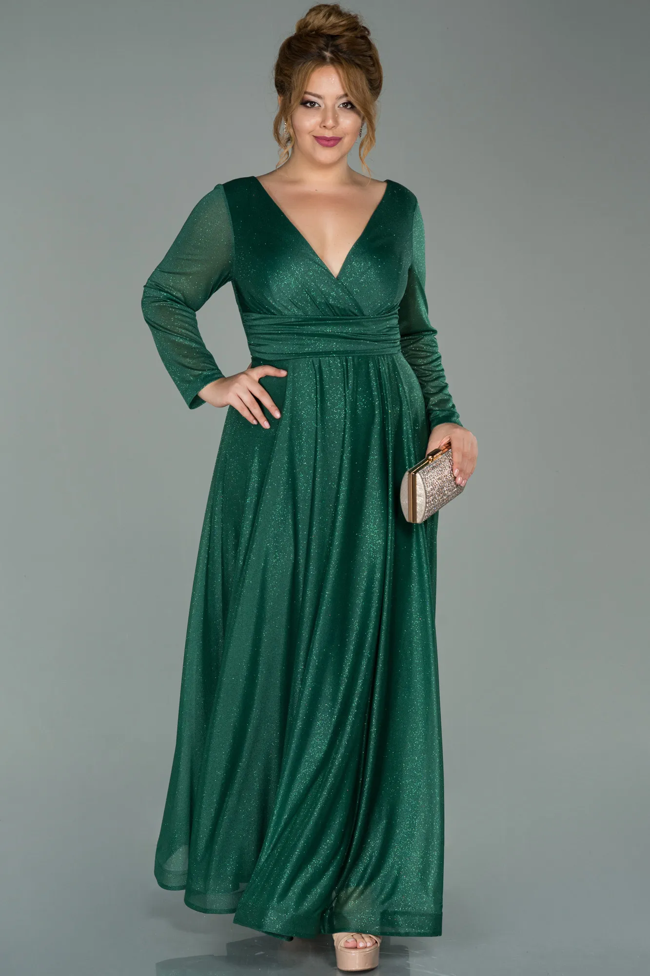 Emerald Green-Long Oversized Evening Dress ABU991