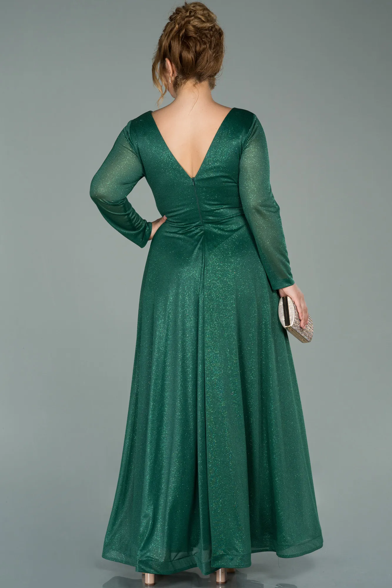 Emerald Green-Long Oversized Evening Dress ABU991