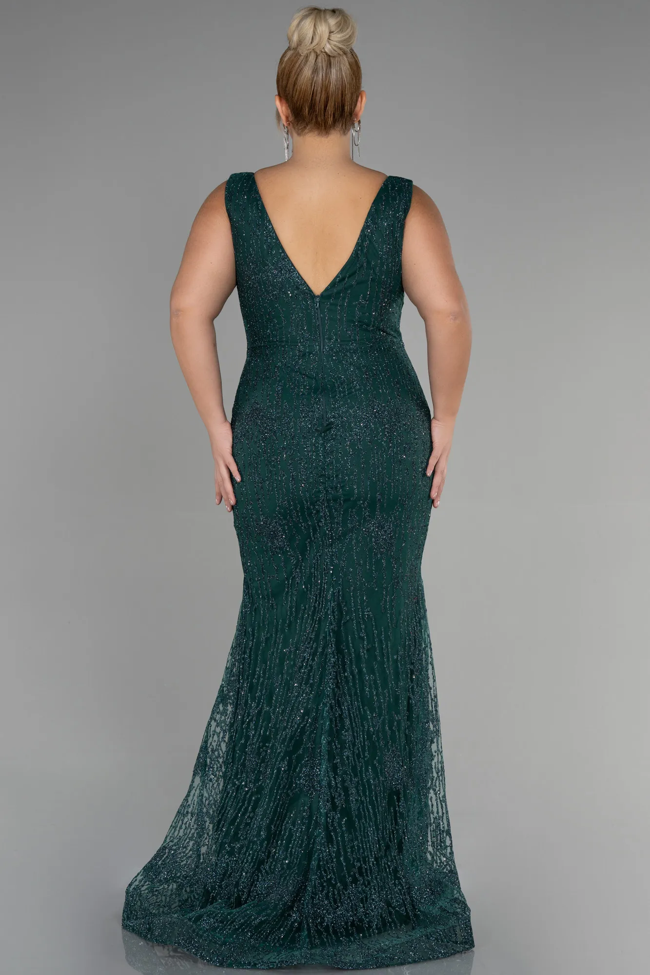 Emerald Green-Long Plus Size Engagement Dress ABU3368