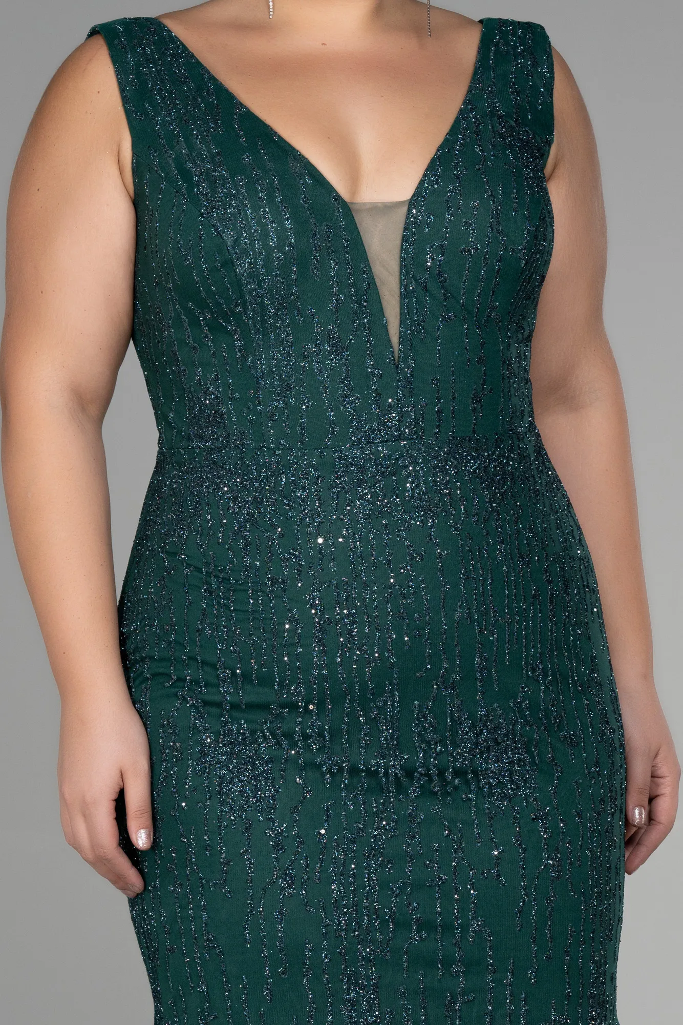 Emerald Green-Long Plus Size Engagement Dress ABU3368