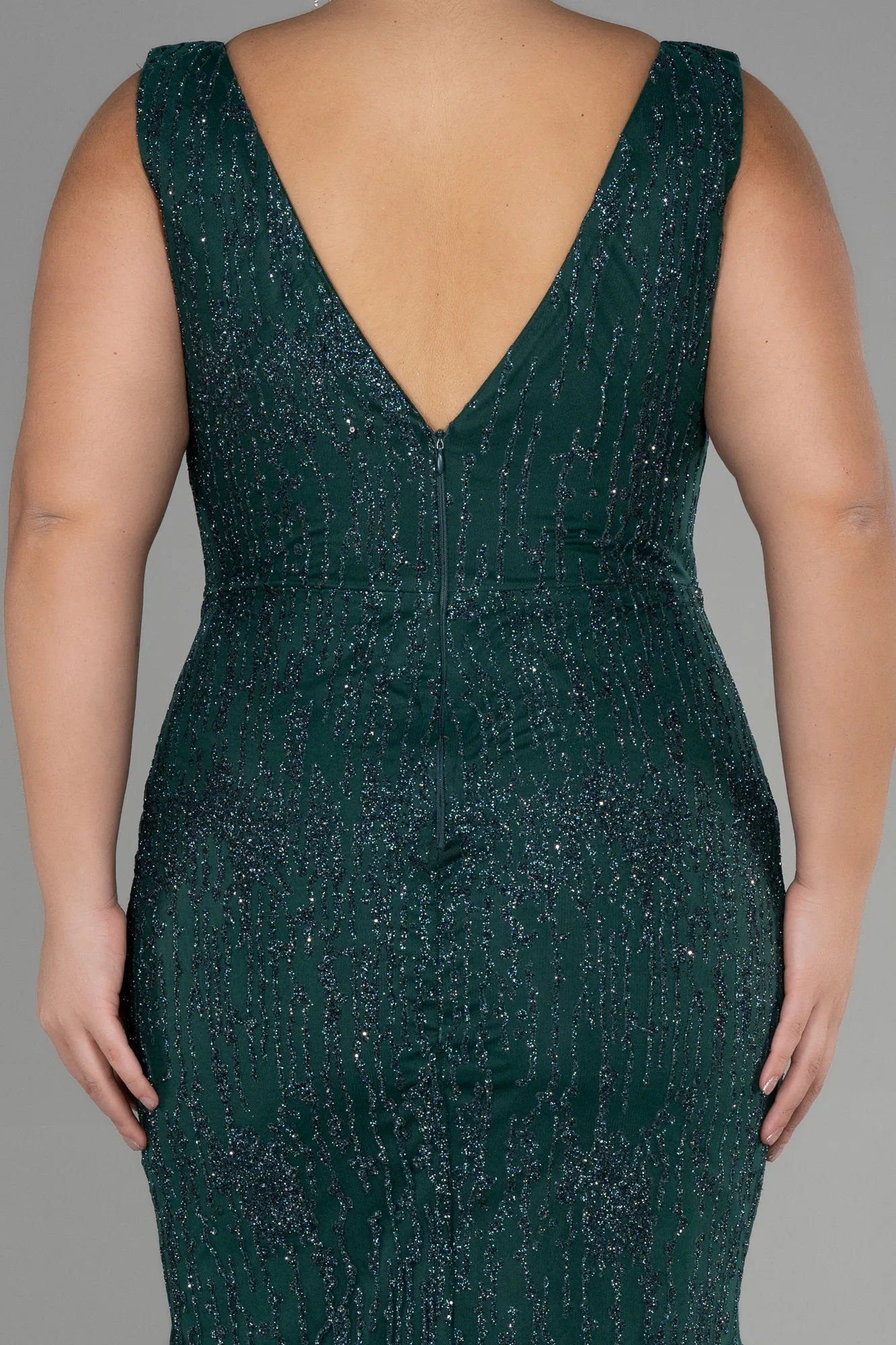 Emerald Green-Long Plus Size Engagement Dress ABU3368