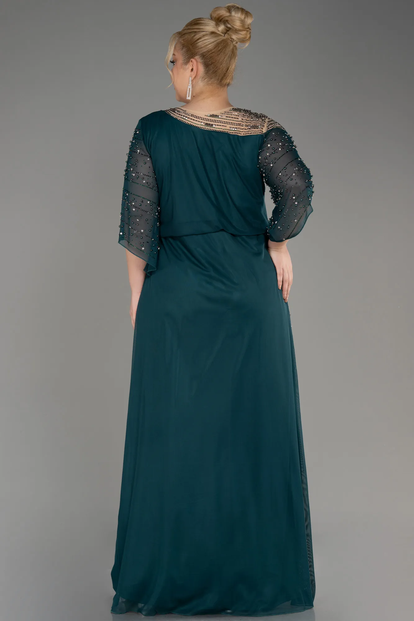 Emerald Green-Long Plus Size Engagement Dress ABU3650