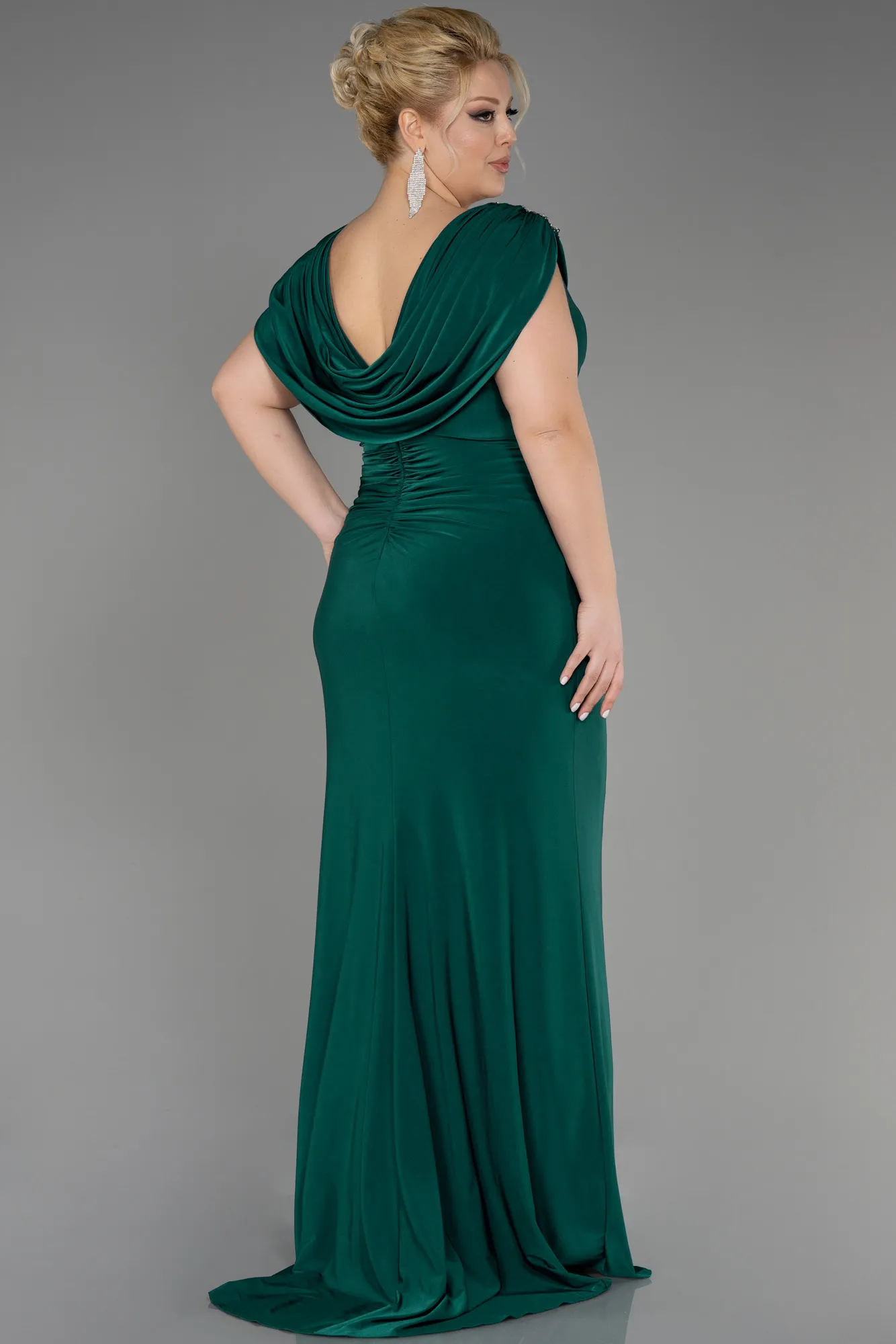 Emerald Green-Long Plus Size Engagement Dress ABU3734