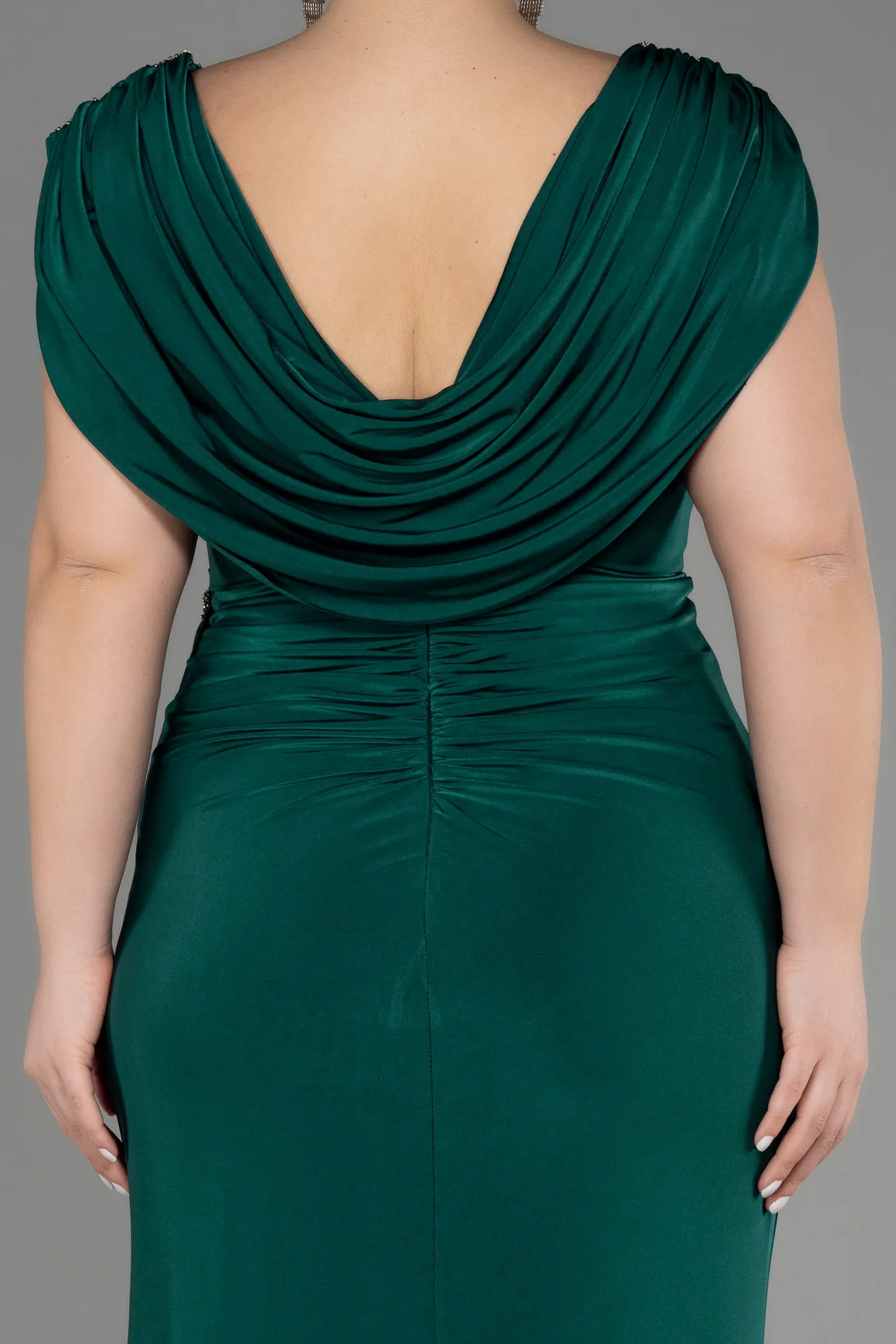 Emerald Green-Long Plus Size Engagement Dress ABU3734