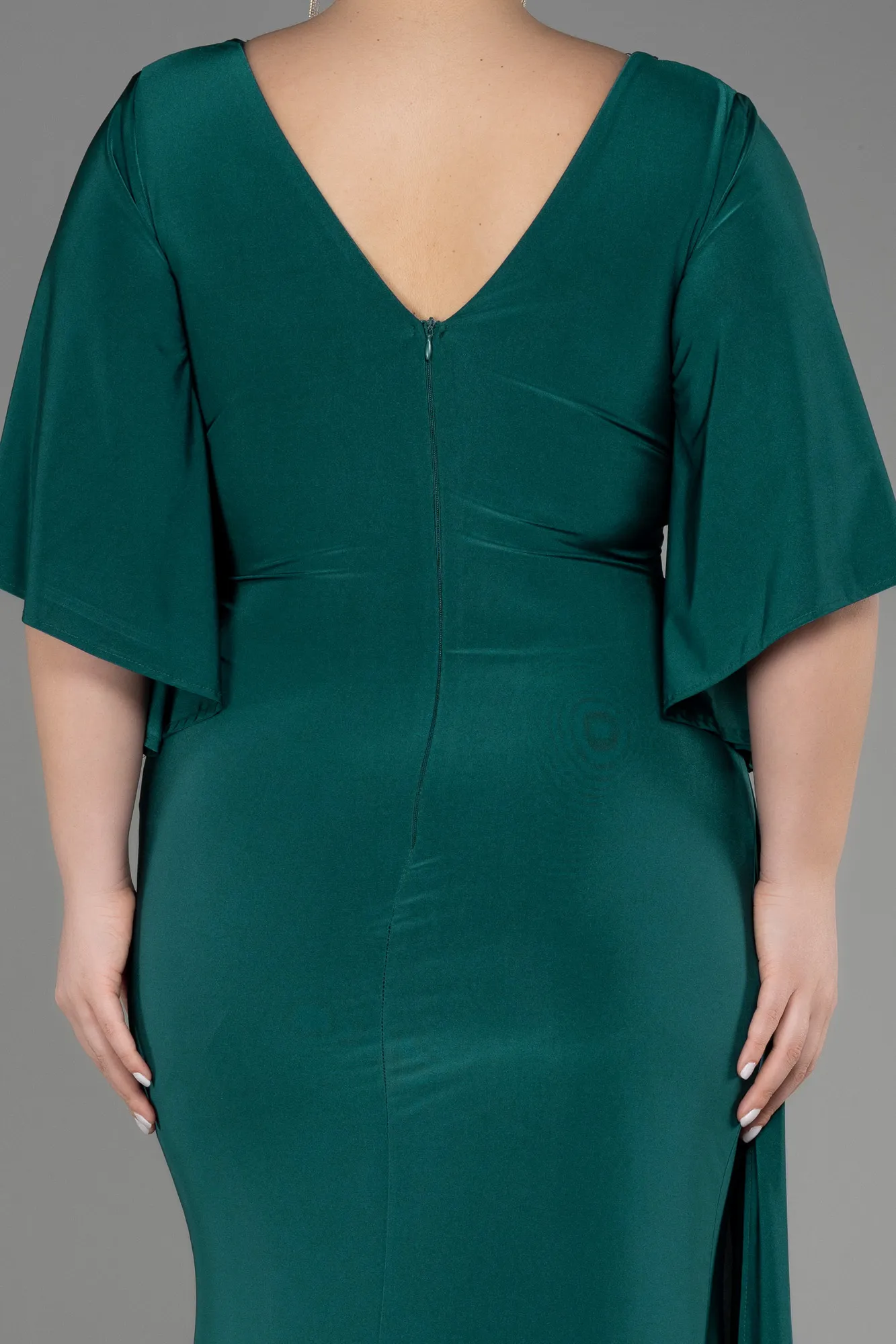 Emerald Green-Long Plus Size Engagement Dress ABU3735