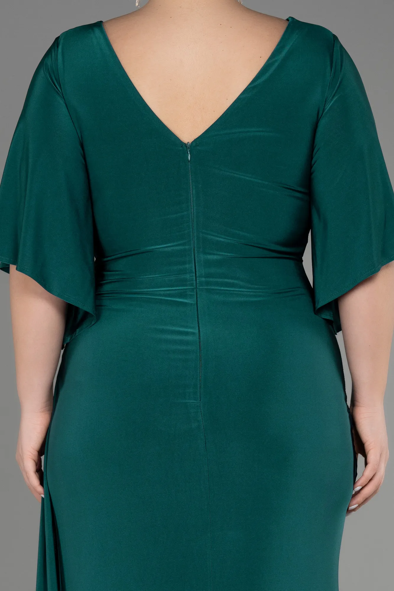 Emerald Green-Long Plus Size Engagement Dress ABU3736