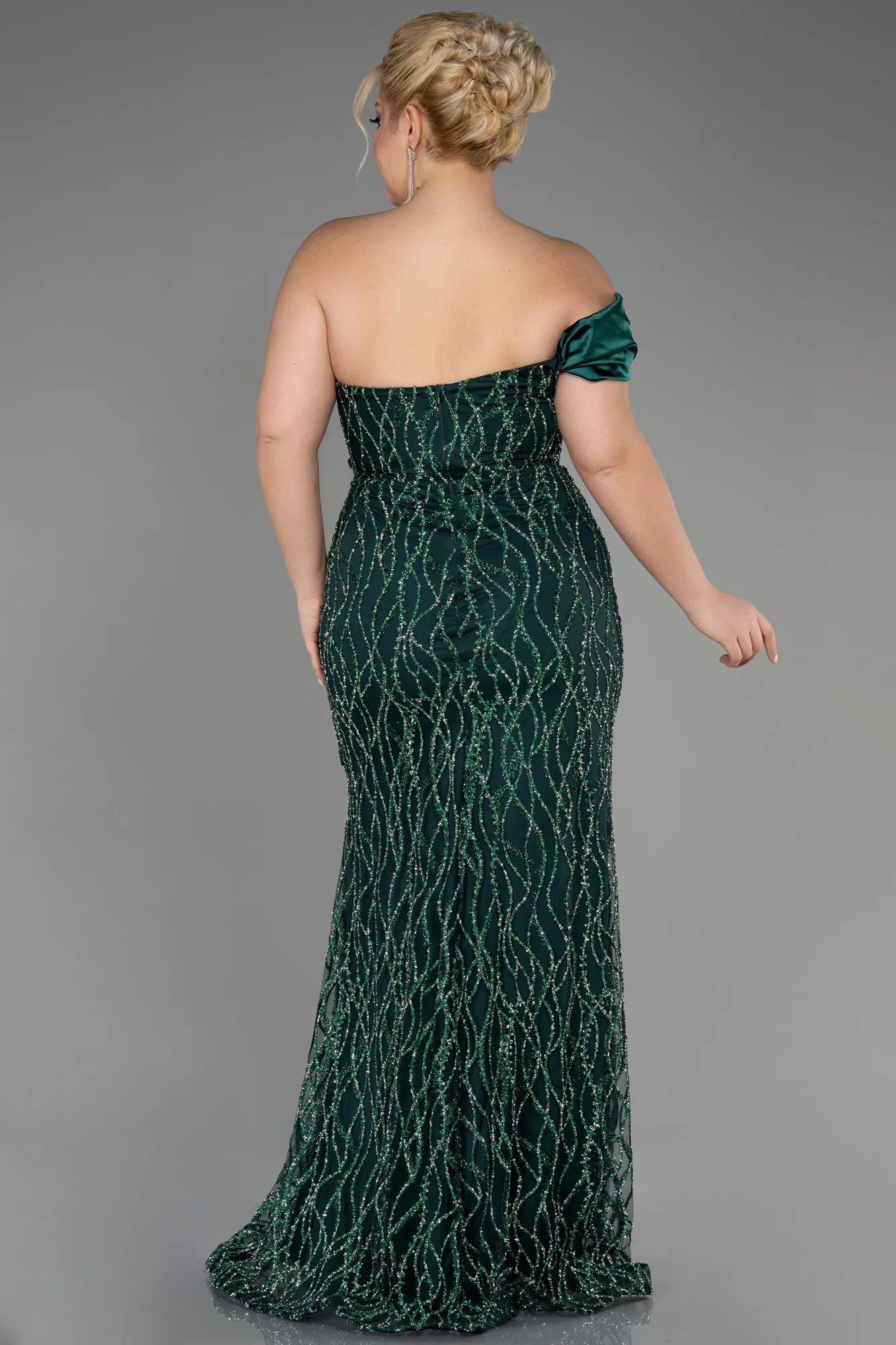 Emerald Green-Long Plus Size Engagement Dress ABU3739