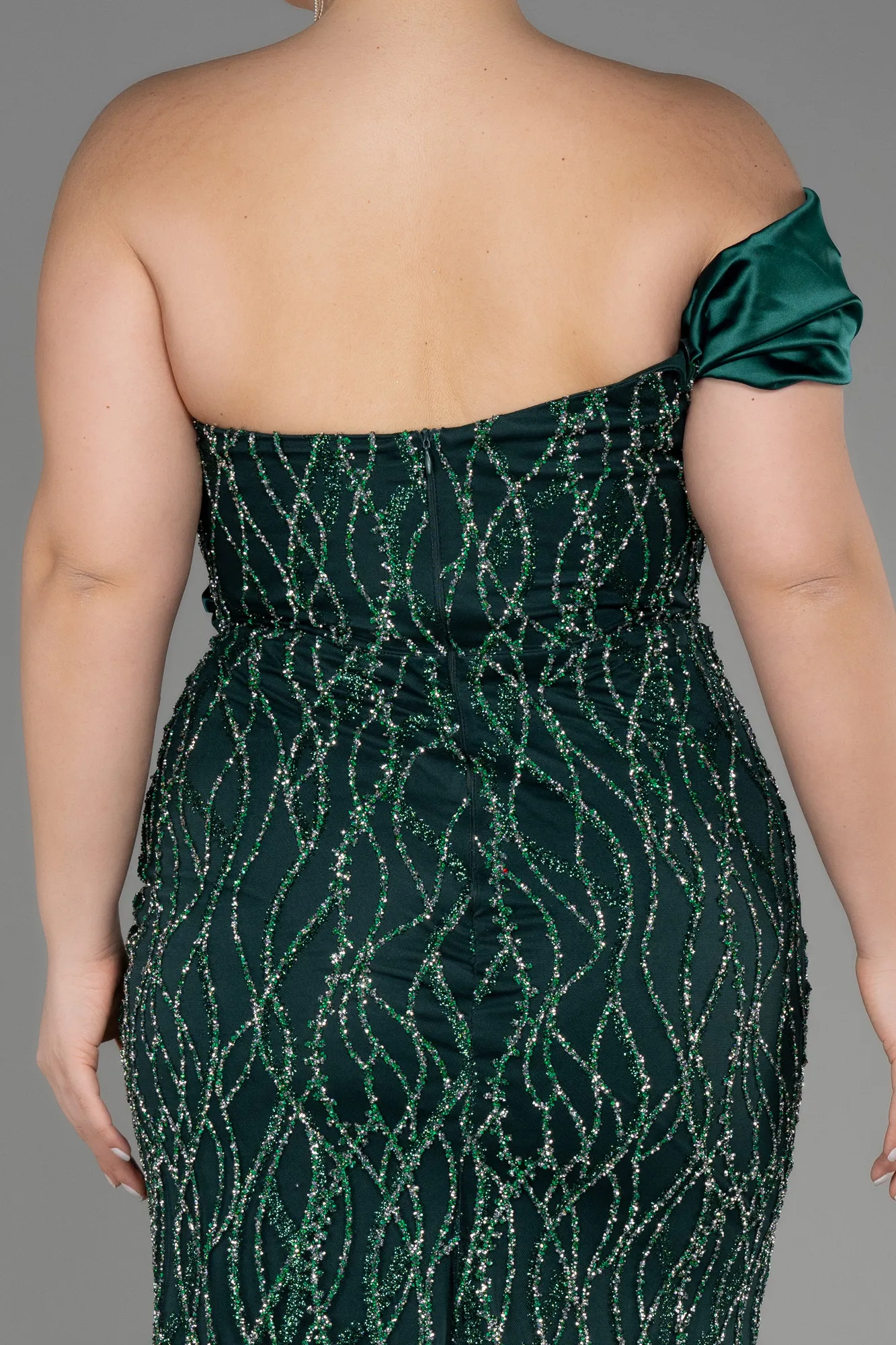 Emerald Green-Long Plus Size Engagement Dress ABU3739