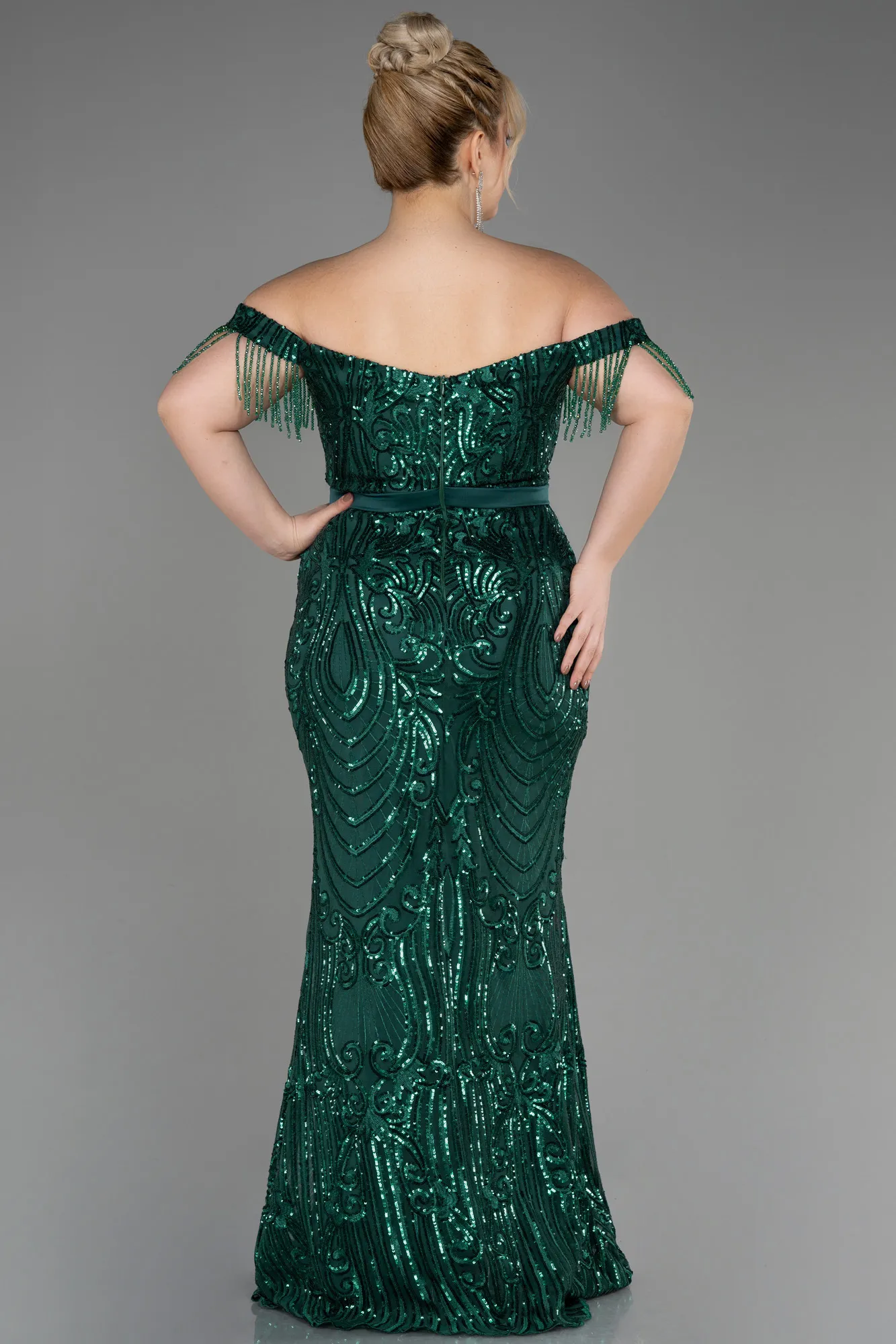 Emerald Green-Long Plus Size Engagement Dress ABU3785