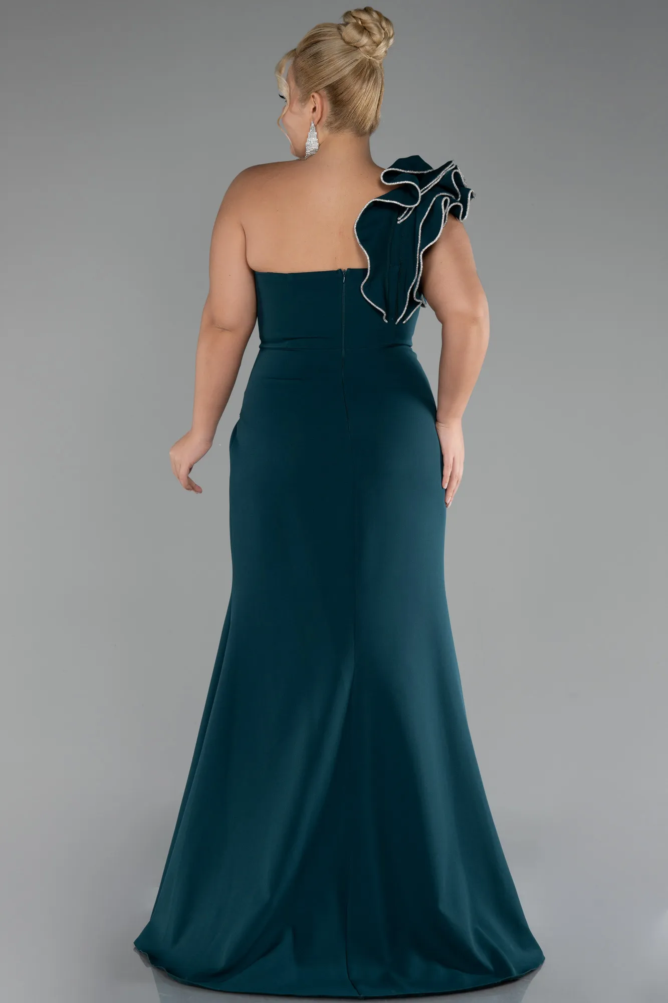 Emerald Green-Long Plus Size Engagement Dress ABU3911