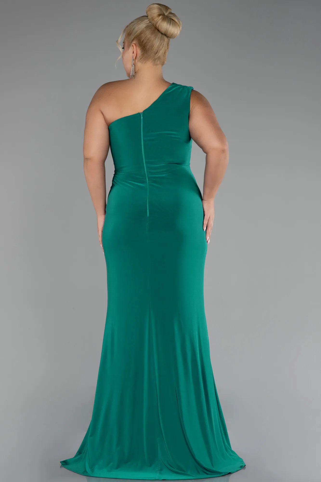 Emerald Green-Long Plus Size Engagement Dress ABU4148