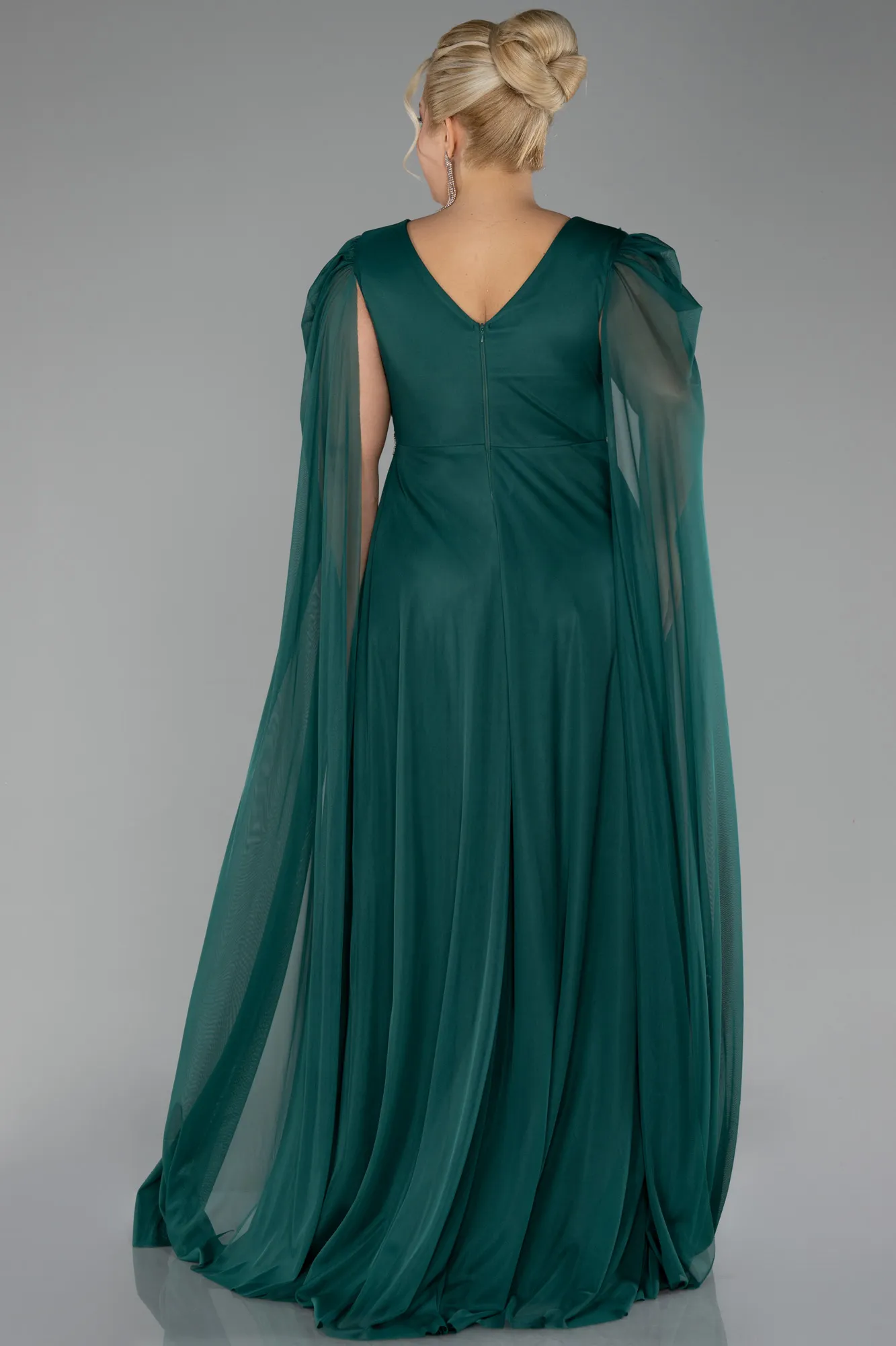 Emerald Green-Long Plus Size Engagement Dress ABU4259