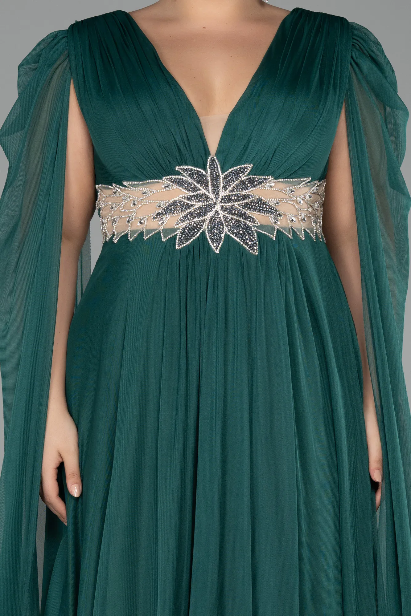 Emerald Green-Long Plus Size Engagement Dress ABU4259