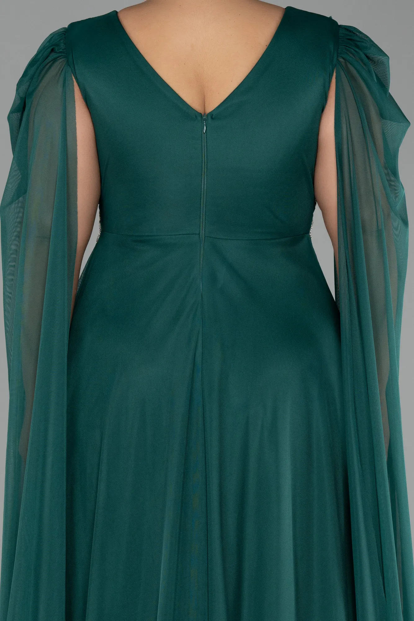 Emerald Green-Long Plus Size Engagement Dress ABU4259