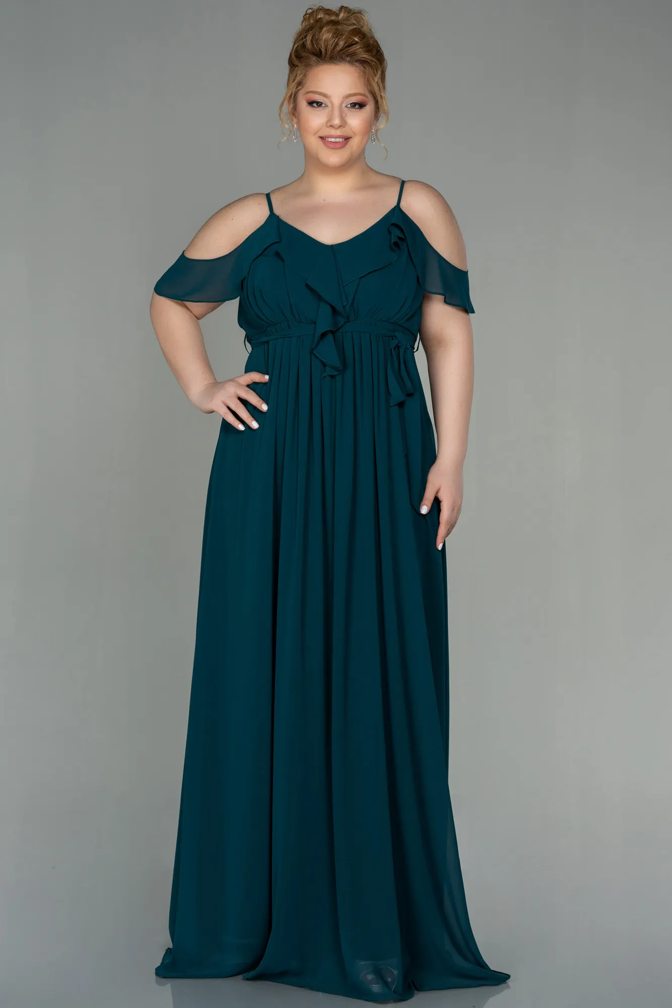 Emerald Green-Long Plus Size Evening Dress ABU1449