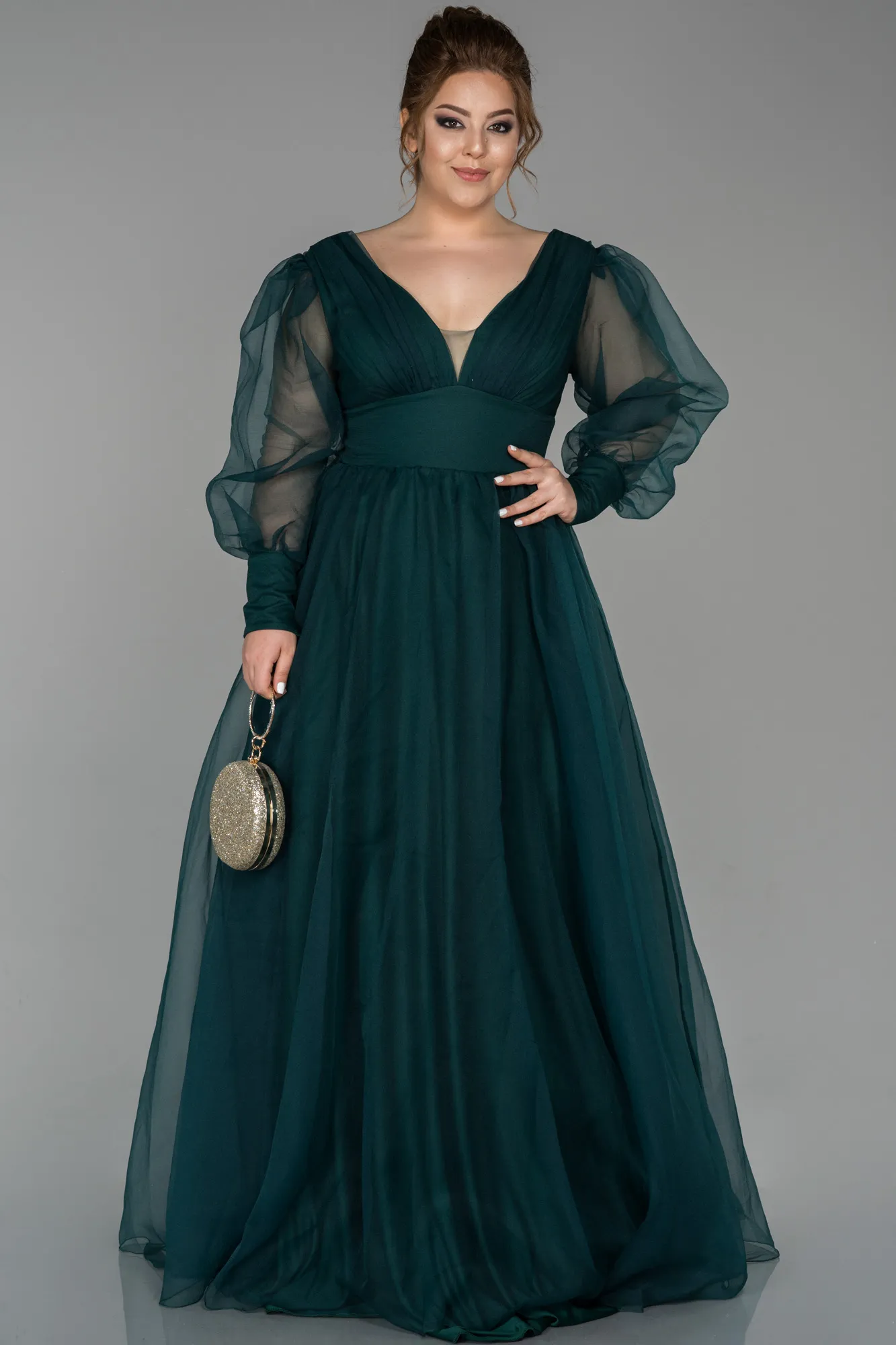 Emerald Green-Long Plus Size Evening Dress ABU1617
