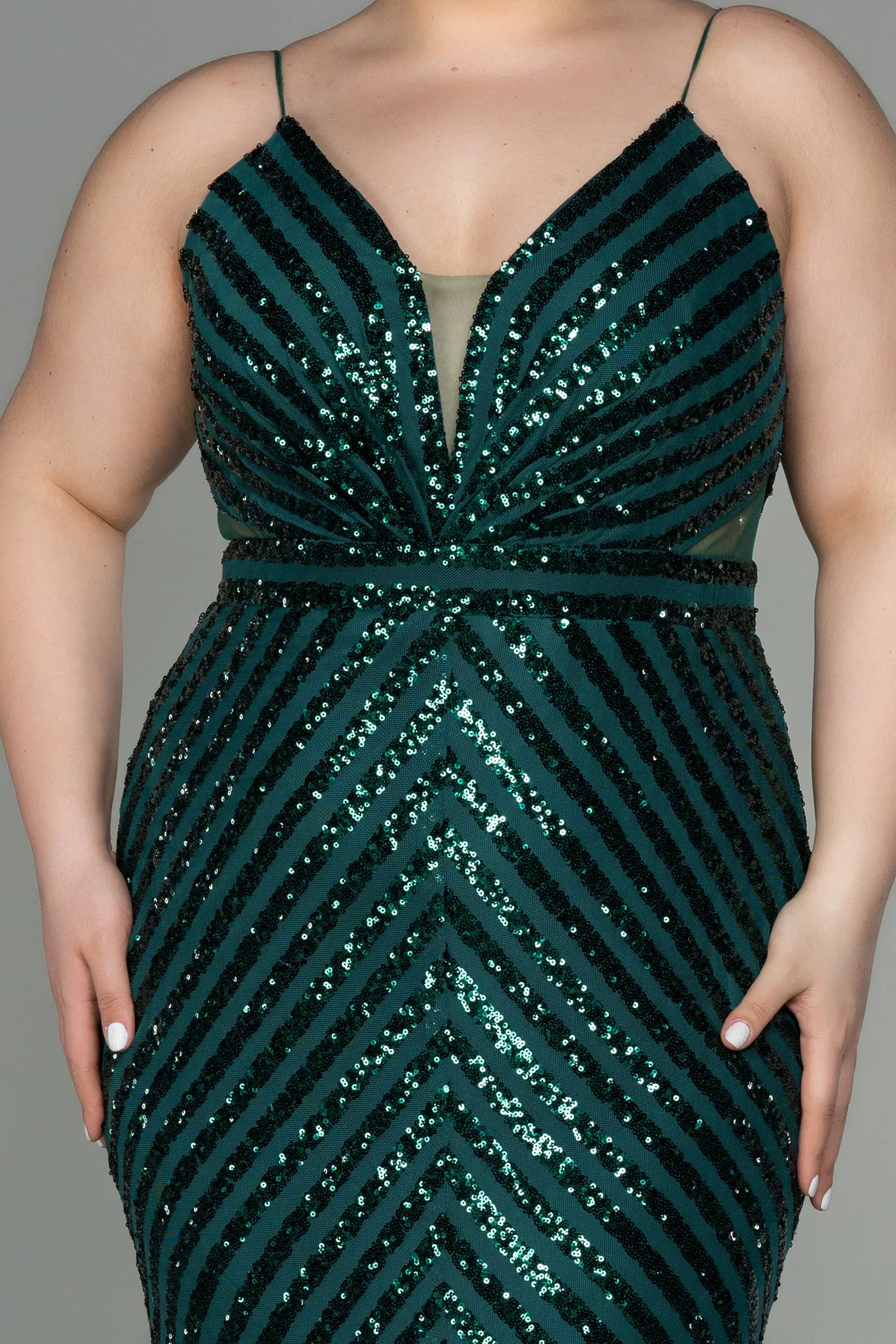 Emerald Green-Long Plus Size Evening Dress ABU1661