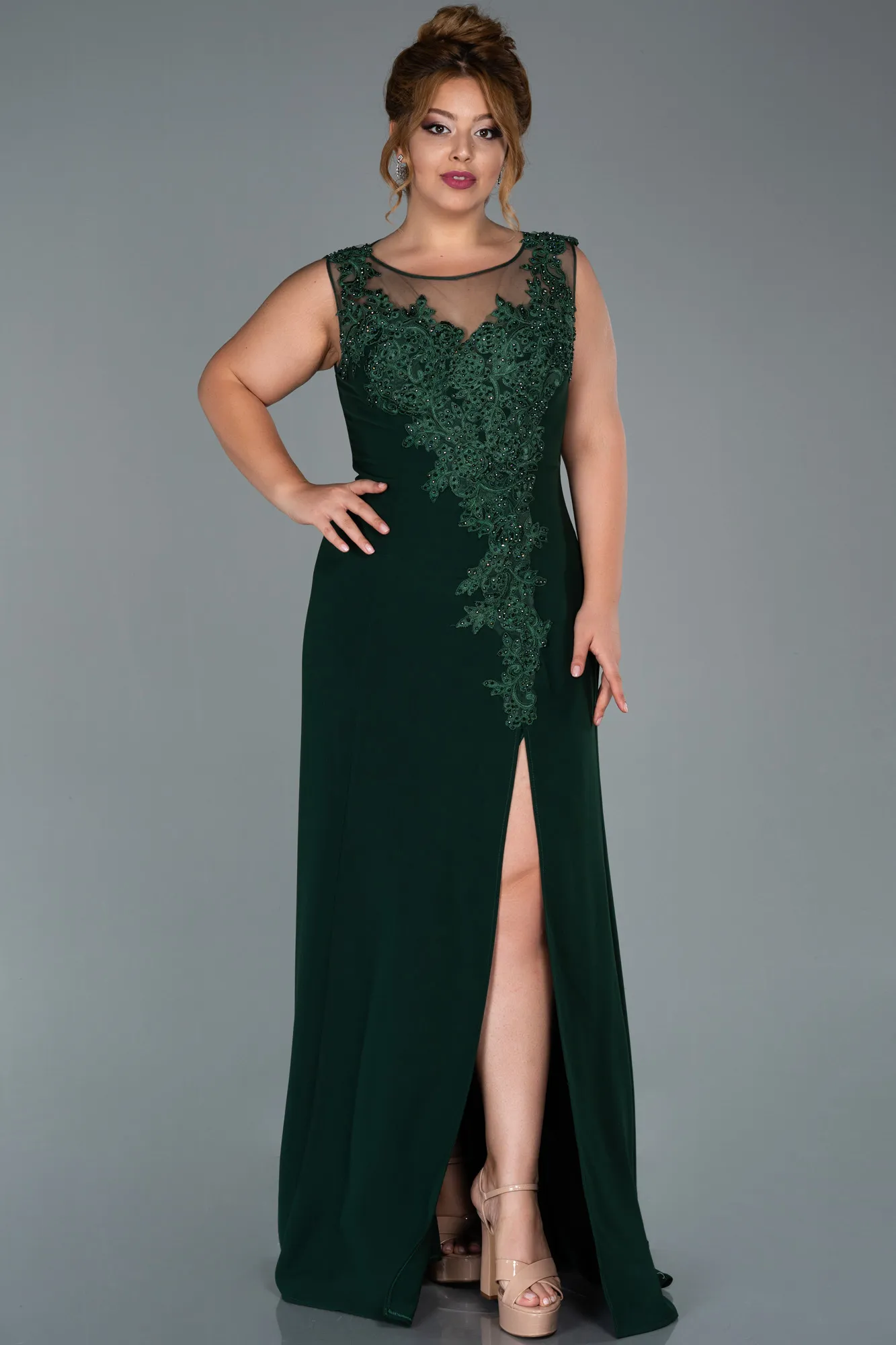 Emerald Green-Long Plus Size Evening Dress ABU1870
