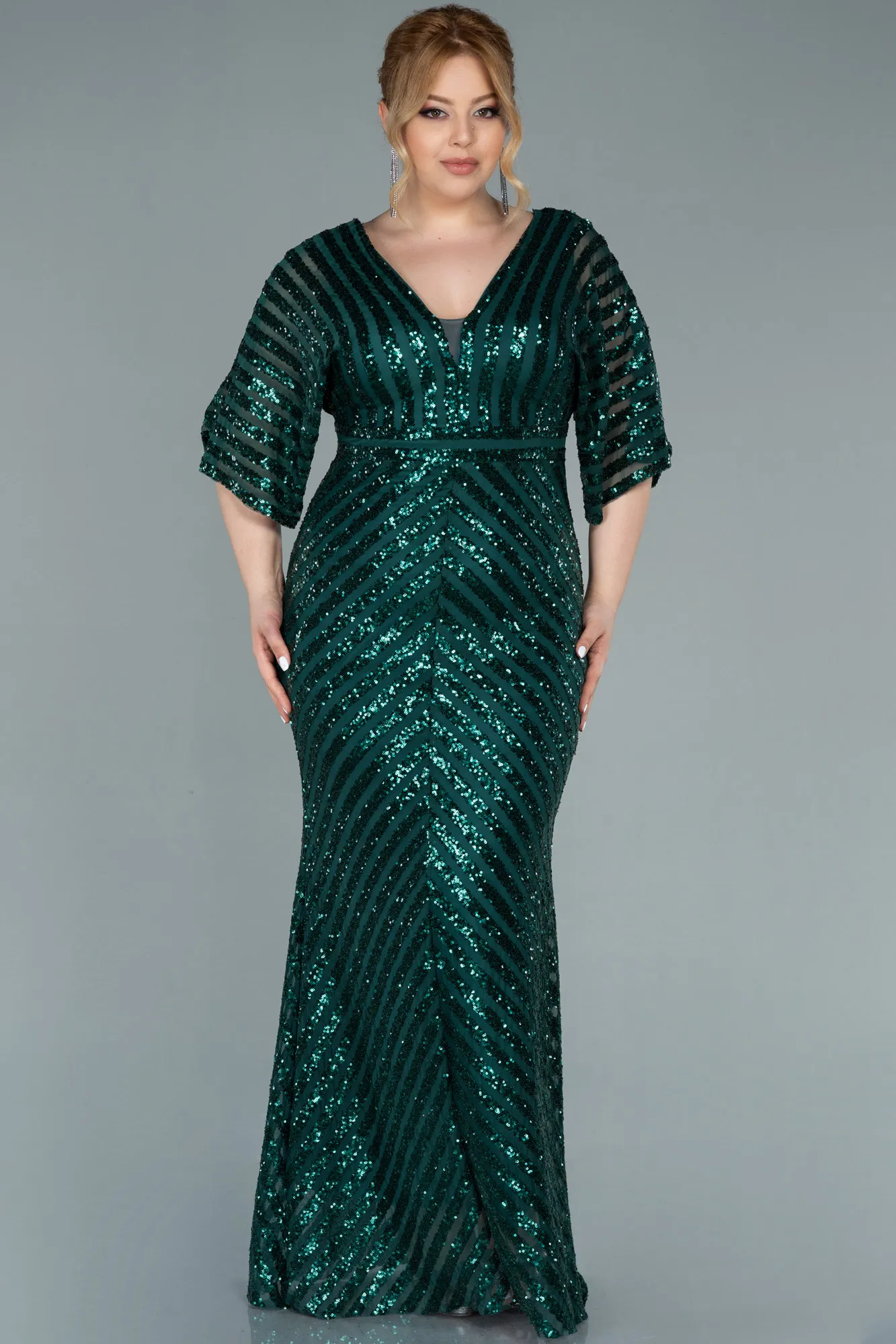 Emerald Green-Long Plus Size Evening Dress ABU2309