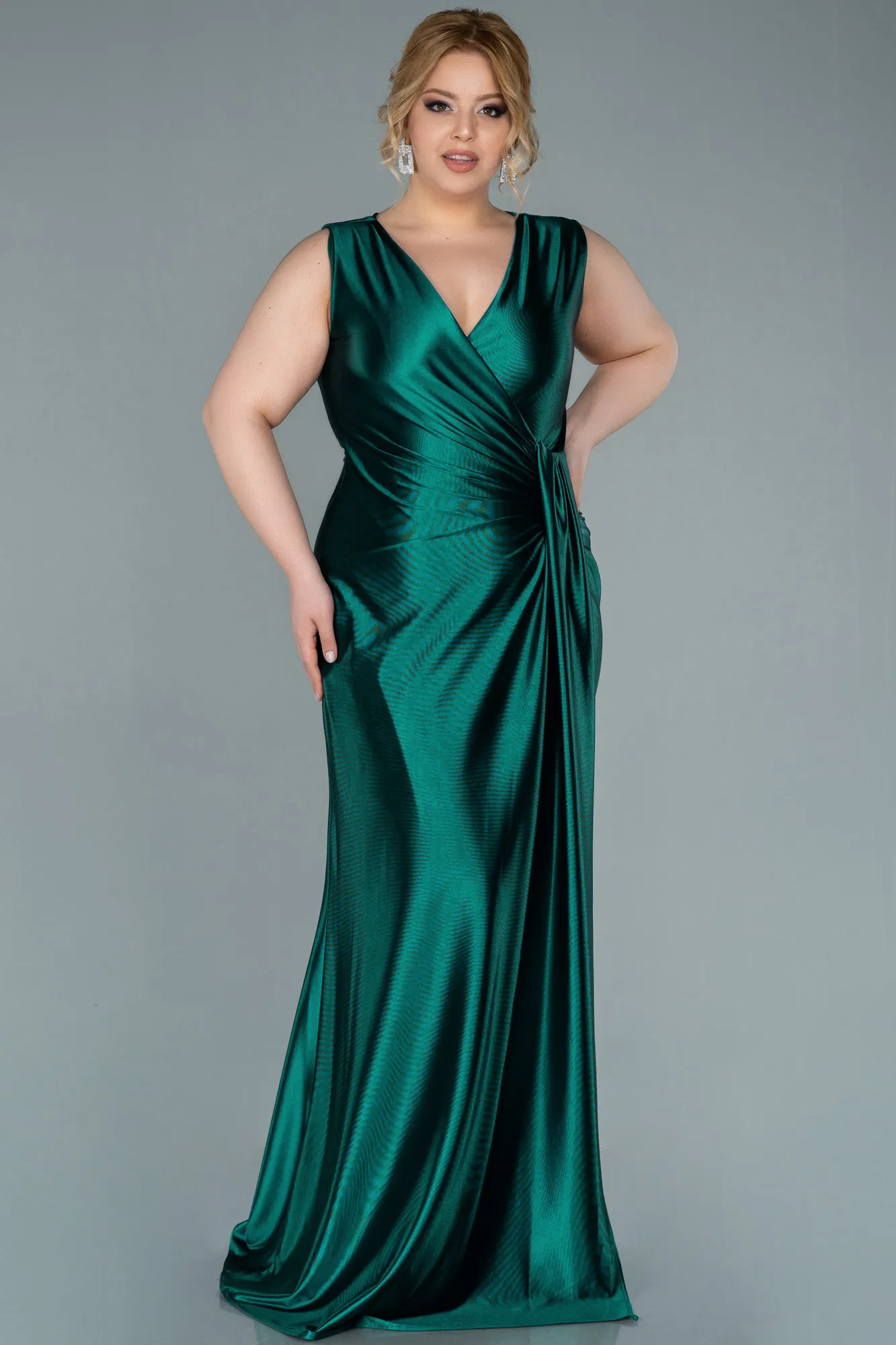 Emerald Green-Long Plus Size Evening Dress ABU2366
