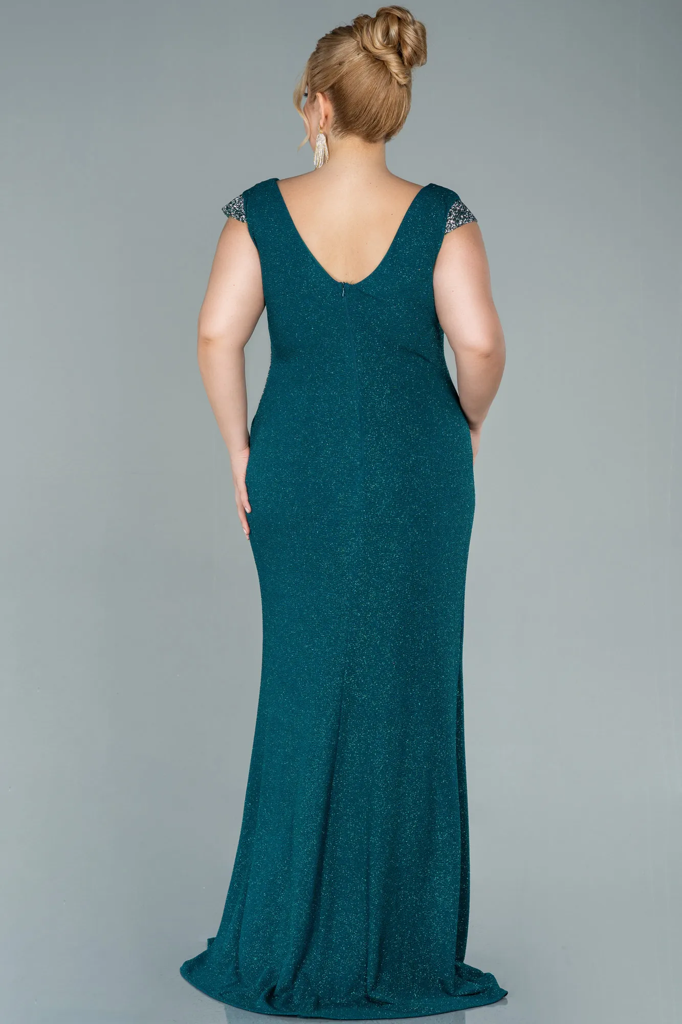 Emerald Green-Long Plus Size Evening Dress ABU2438