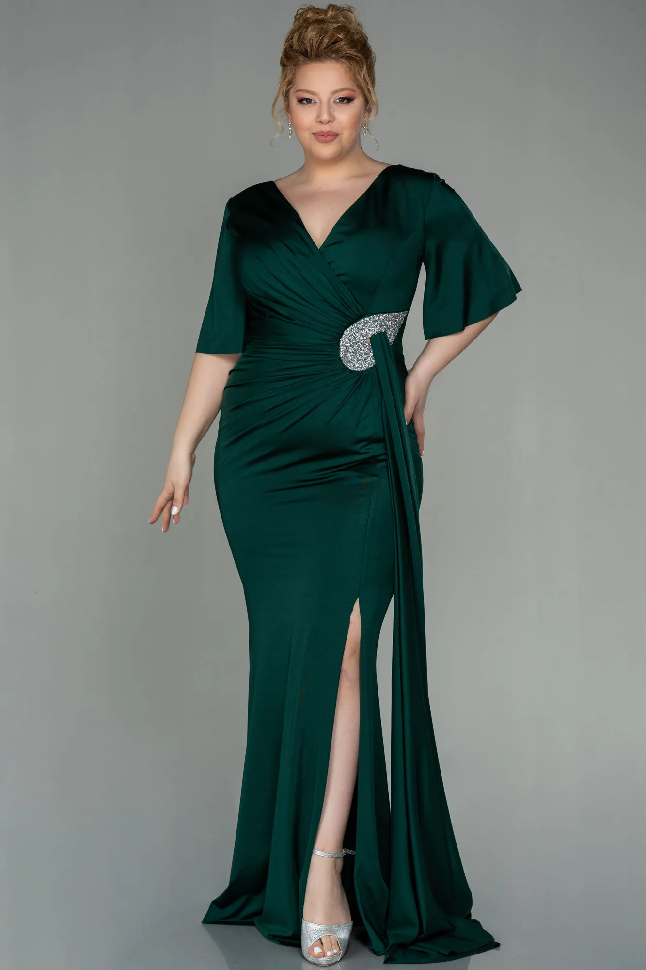 Emerald Green-Long Plus Size Evening Dress ABU2441