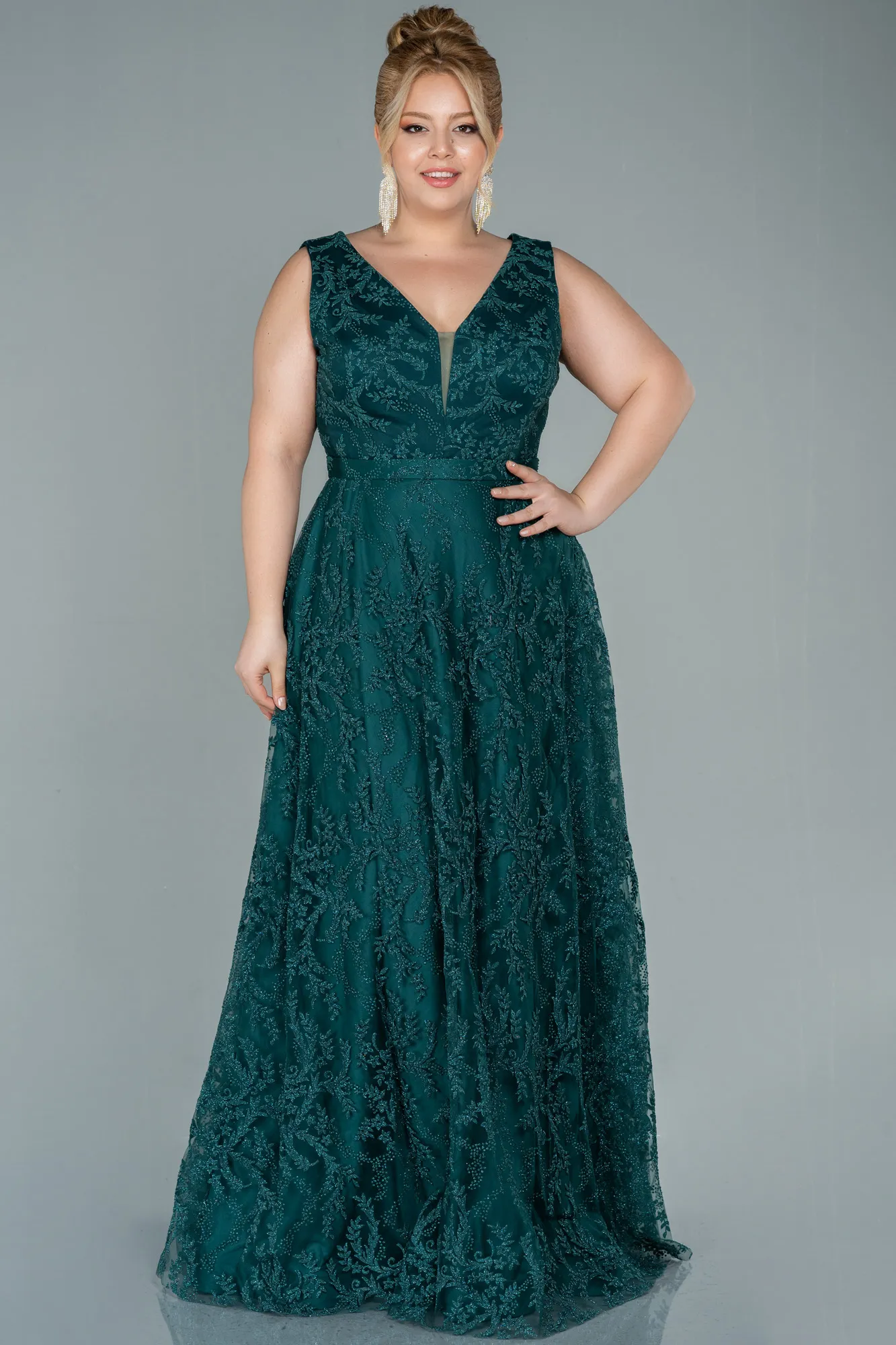 Emerald Green-Long Plus Size Evening Dress ABU2537