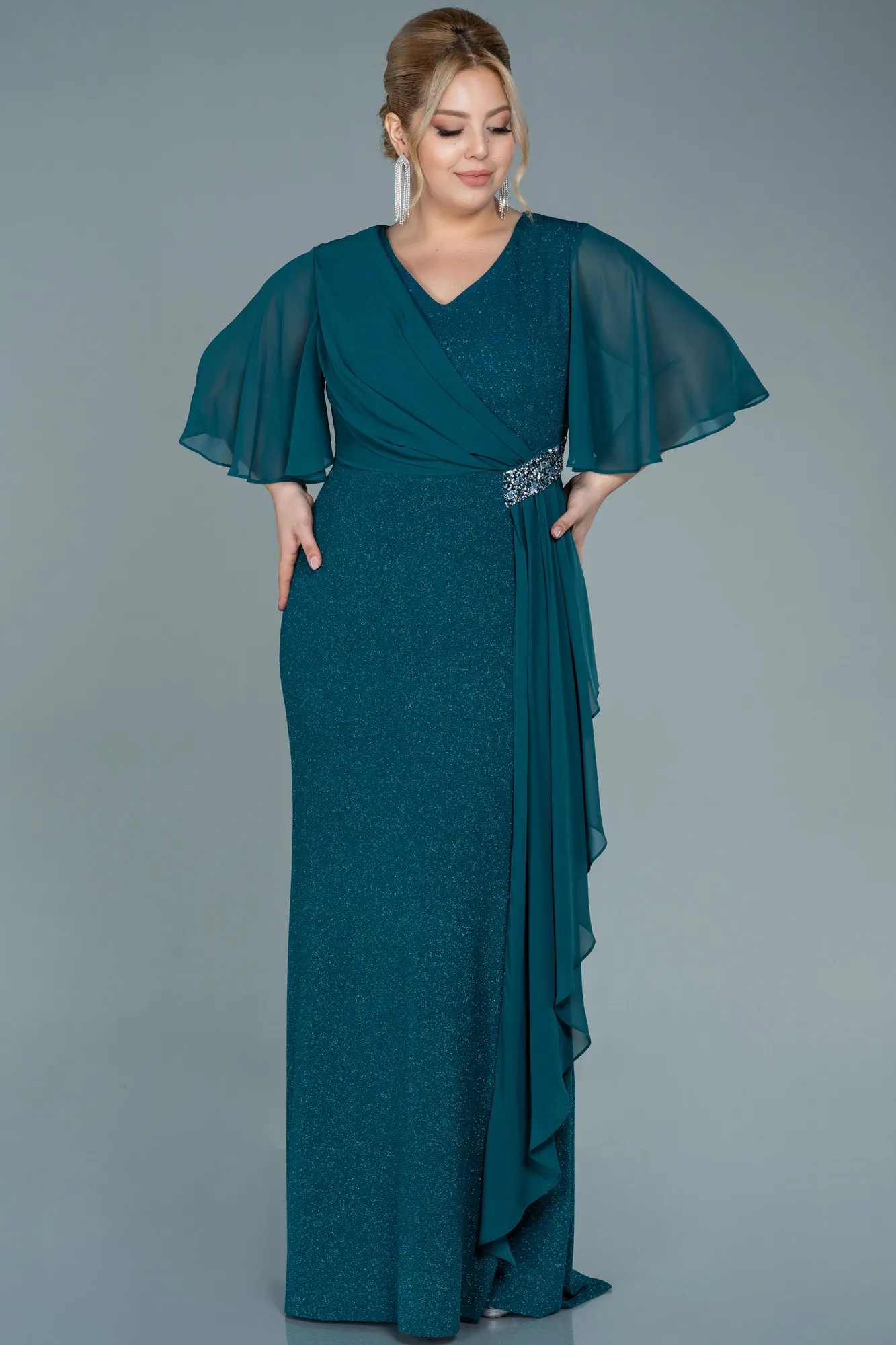 Emerald Green-Long Plus Size Evening Dress ABU2651