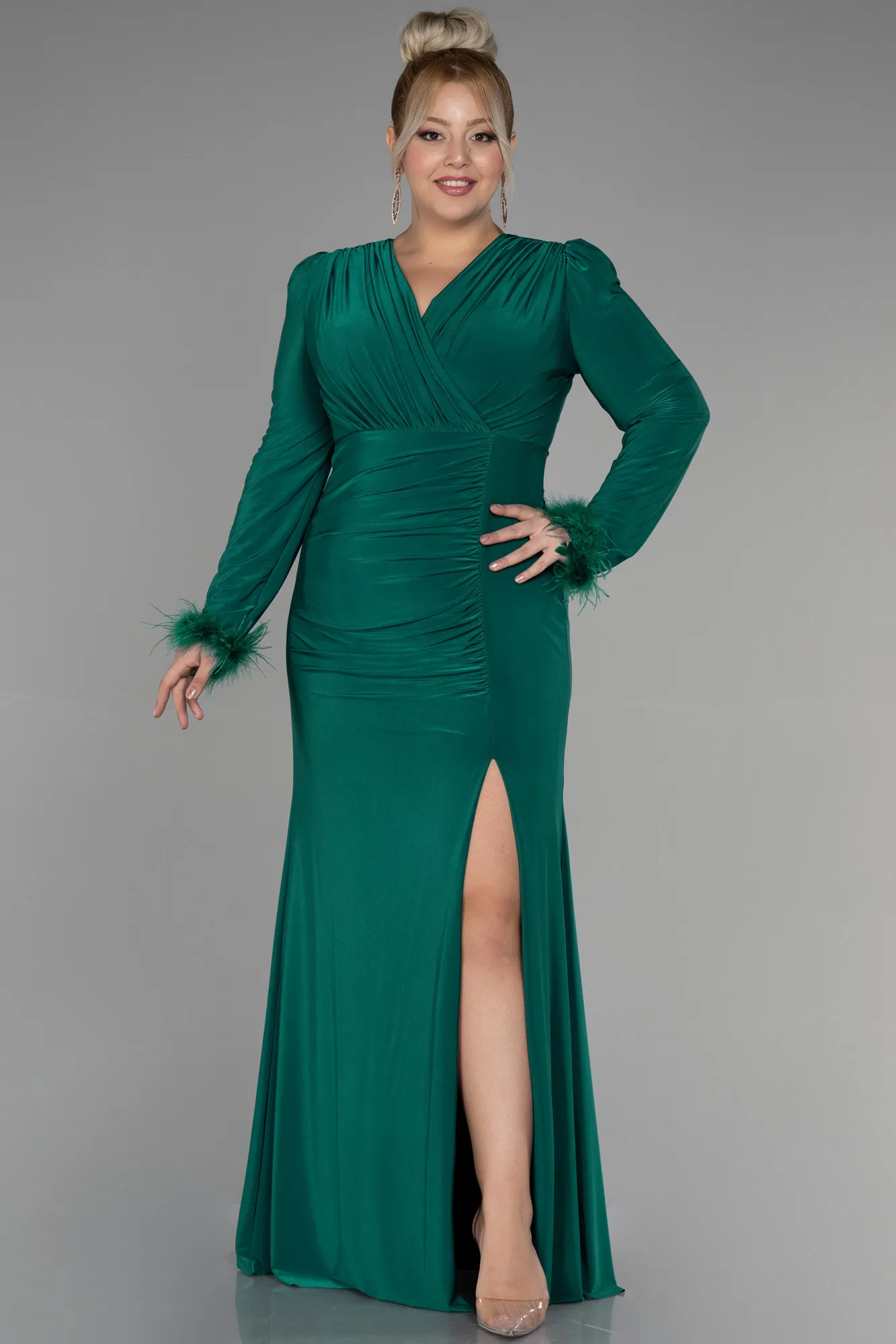 Emerald Green-Long Plus Size Evening Dress ABU2832