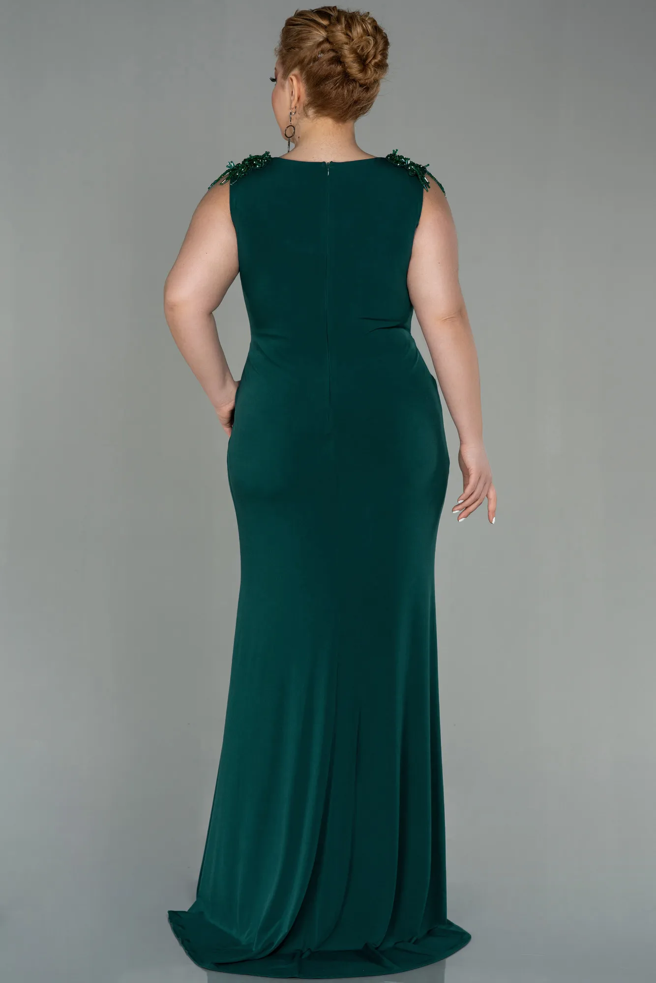 Emerald Green-Long Plus Size Evening Dress ABU2854