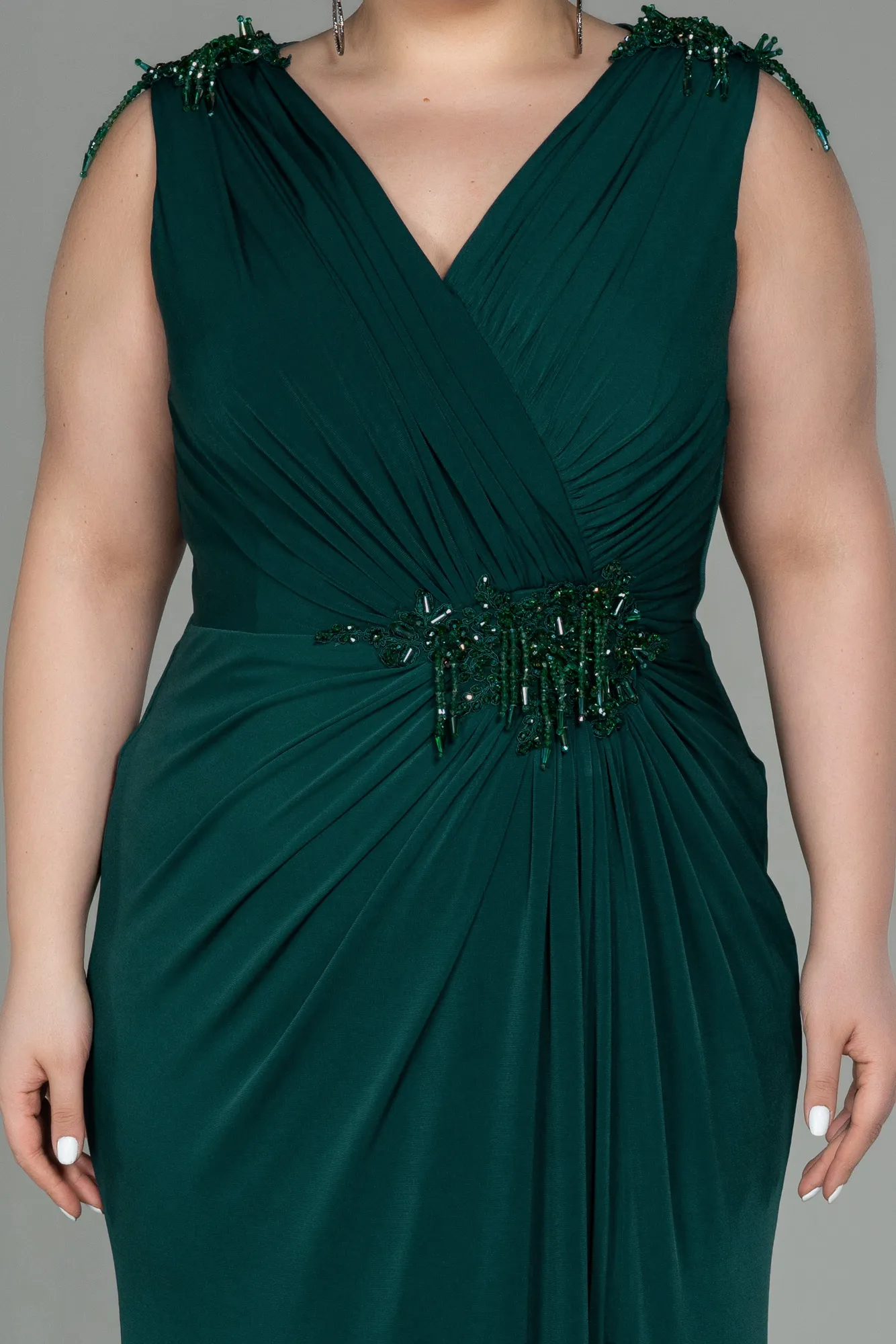 Emerald Green-Long Plus Size Evening Dress ABU2854