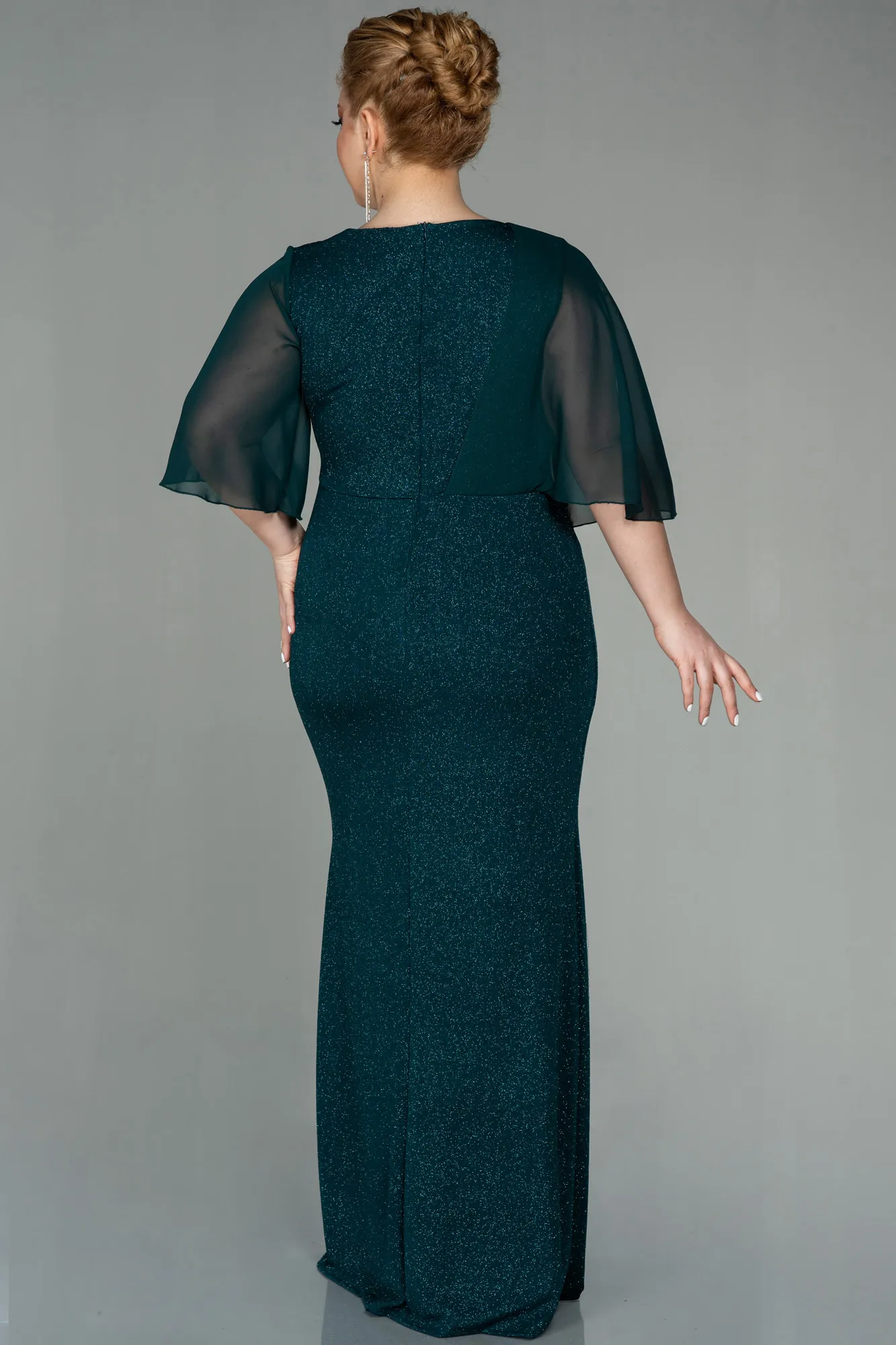 Emerald Green-Long Plus Size Evening Dress ABU2857